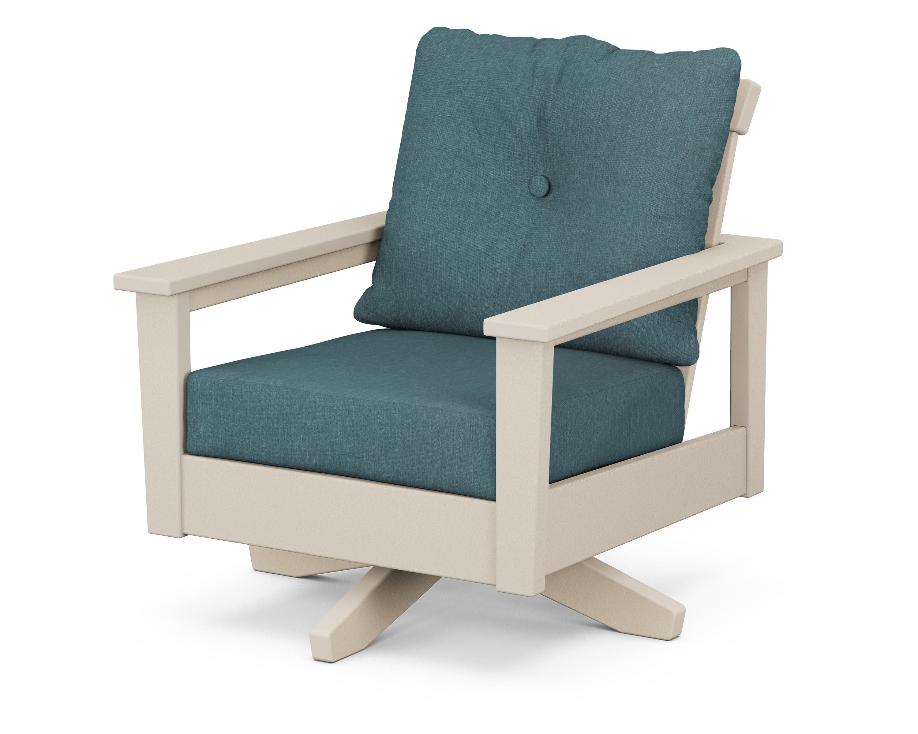 Prescott Deep Seating Swivel Chair in Sand / Ocean Teal