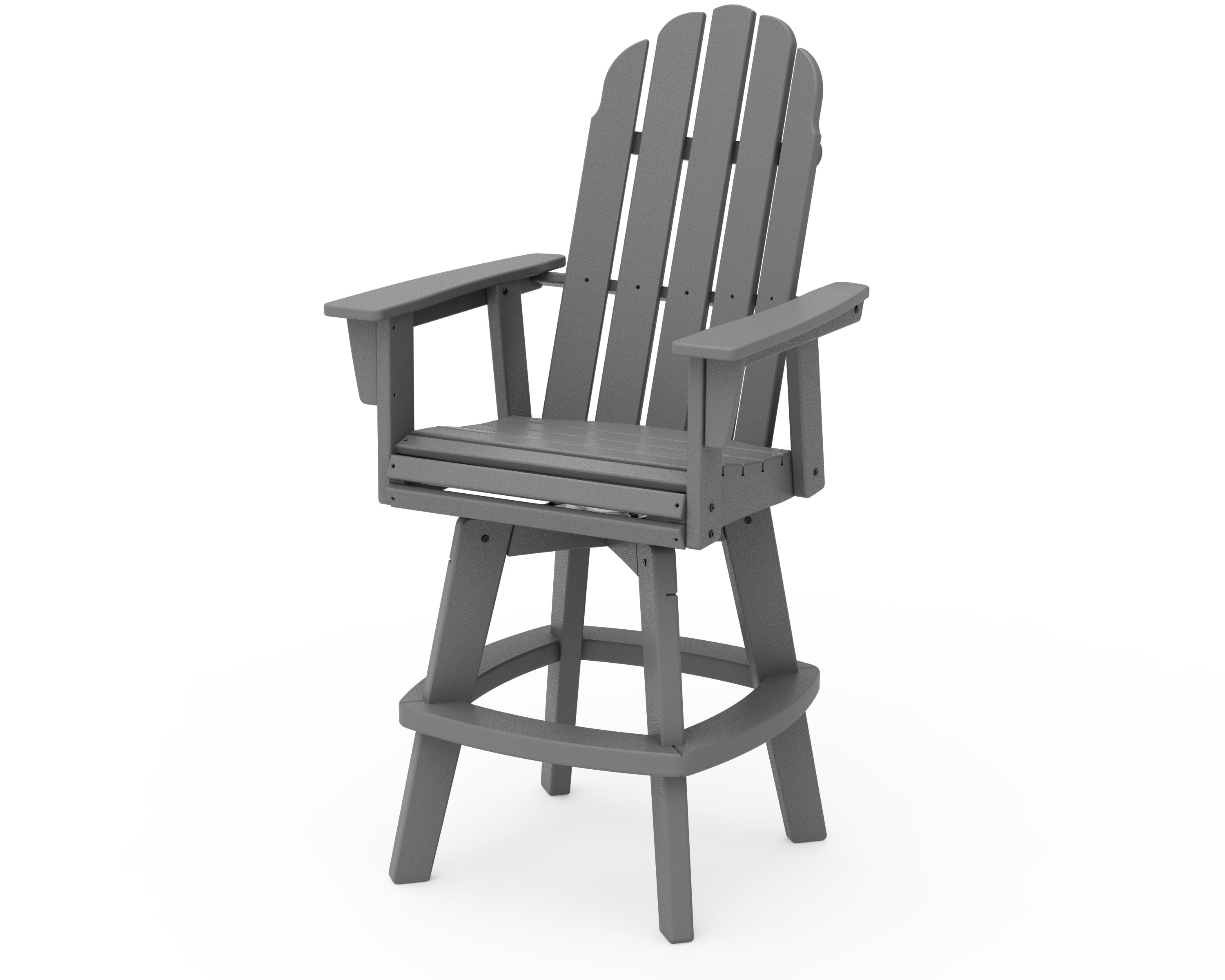 Vineyard Curveback Adirondack Swivel Bar Chair in Slate Grey