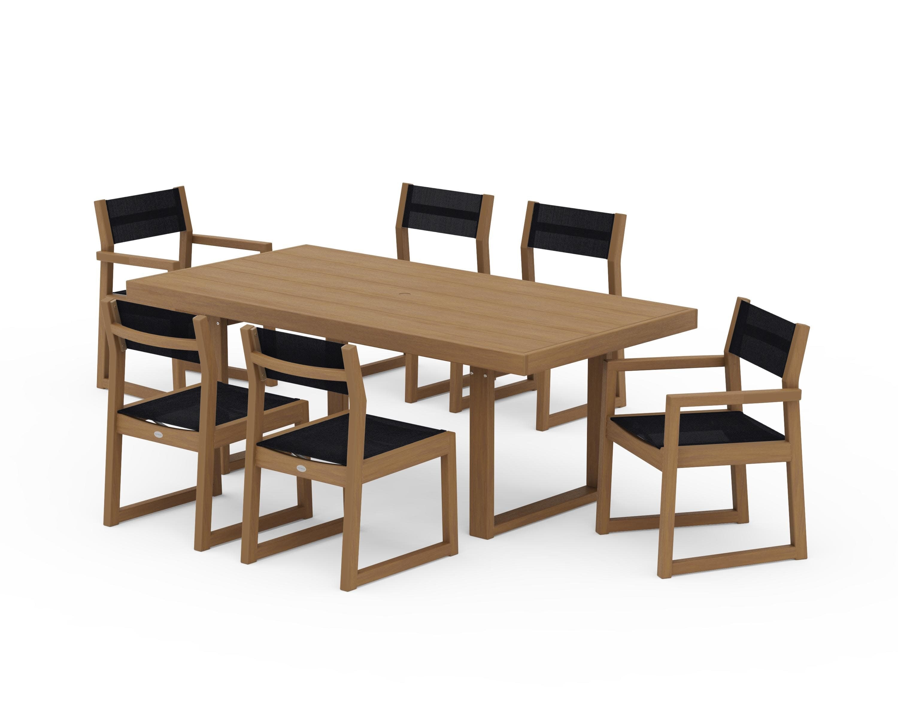 EDGE Sling 7-Piece Dining Set in Natural / Black Sling