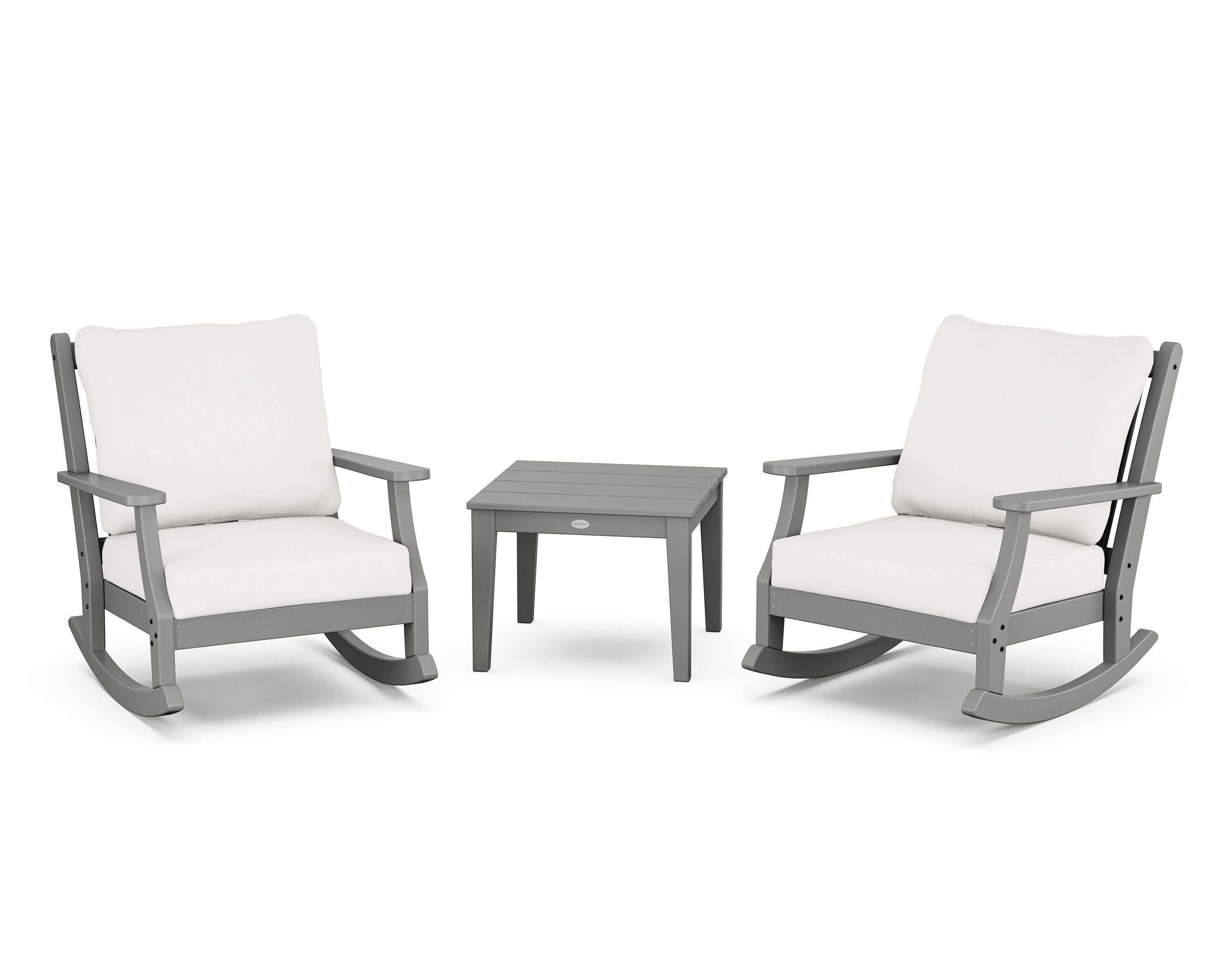 Wovendale 3-Piece Deep Seating Rocker Set in Slate Grey / Natural Linen