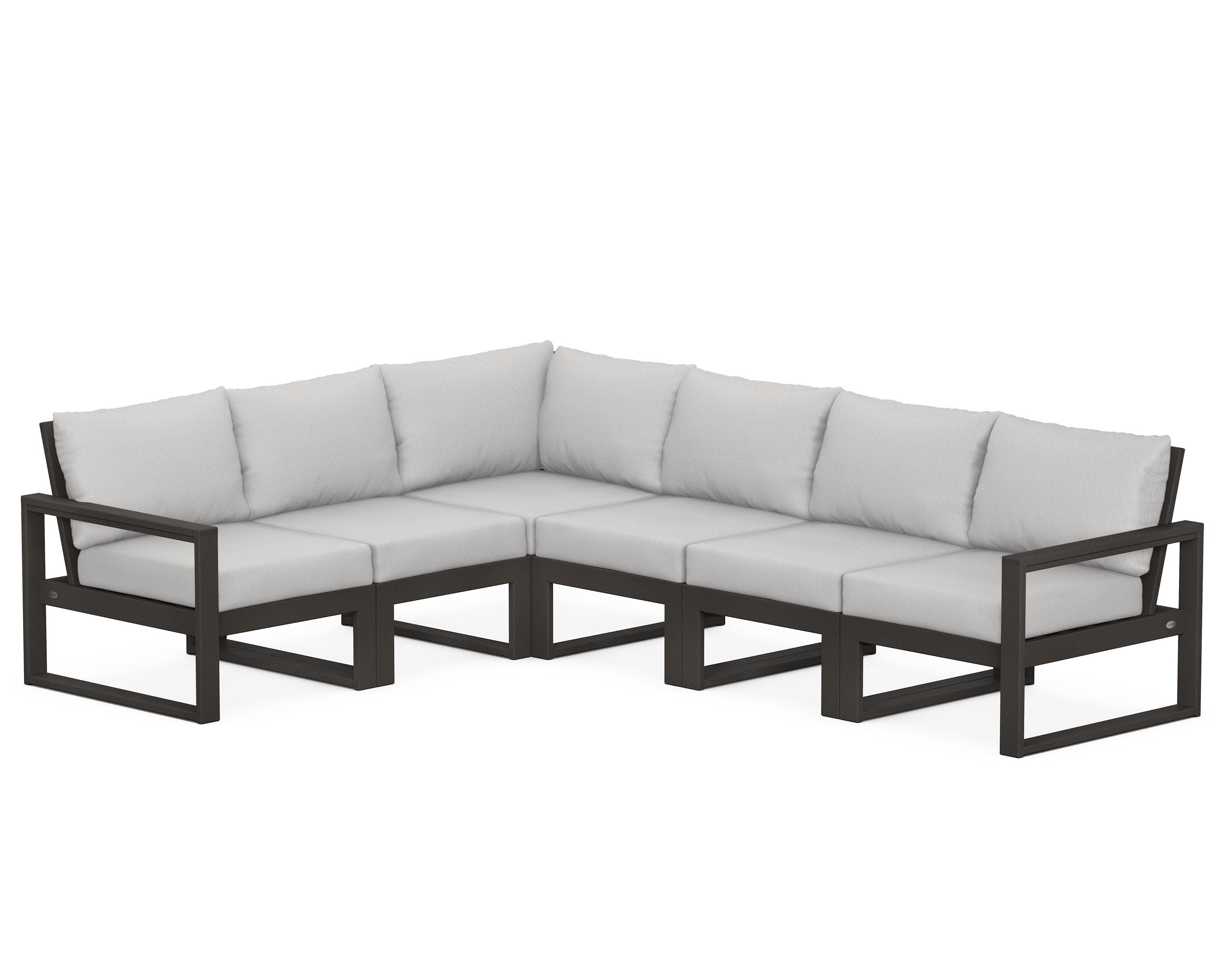EDGE 6-Piece Modular Deep Seating Set in Vintage Coffee / Diamond in the Rough