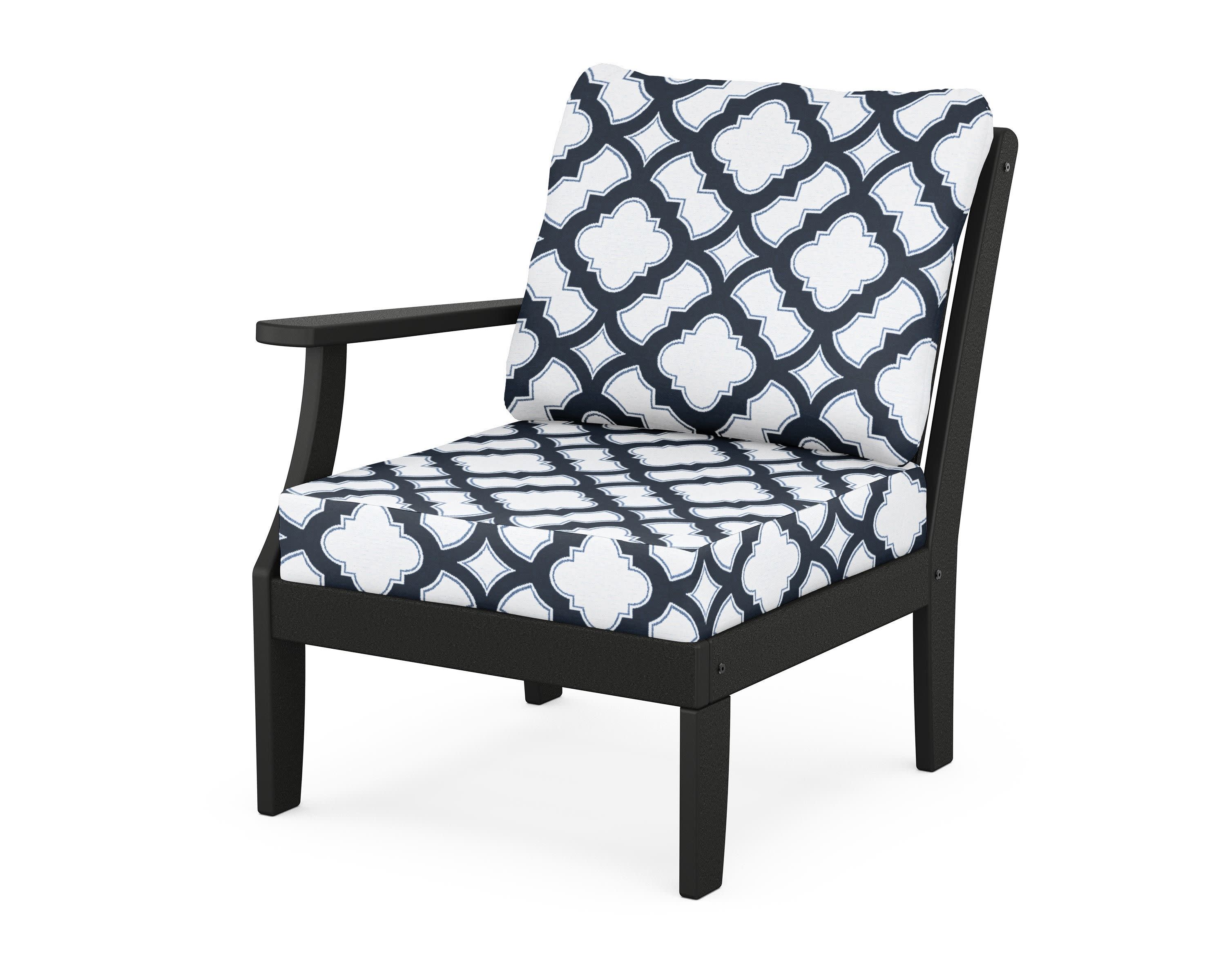 Braxton Modular Left Arm Chair in Black / Trellis Marine Indigo