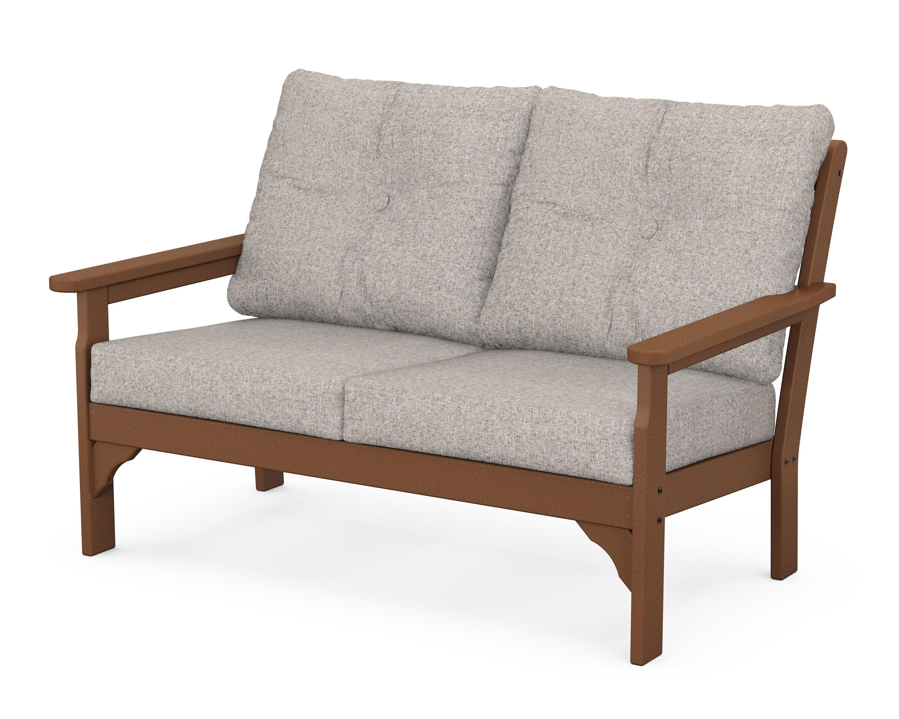 Vineyard Deep Seating Loveseat in Teak / Weathered Tweed