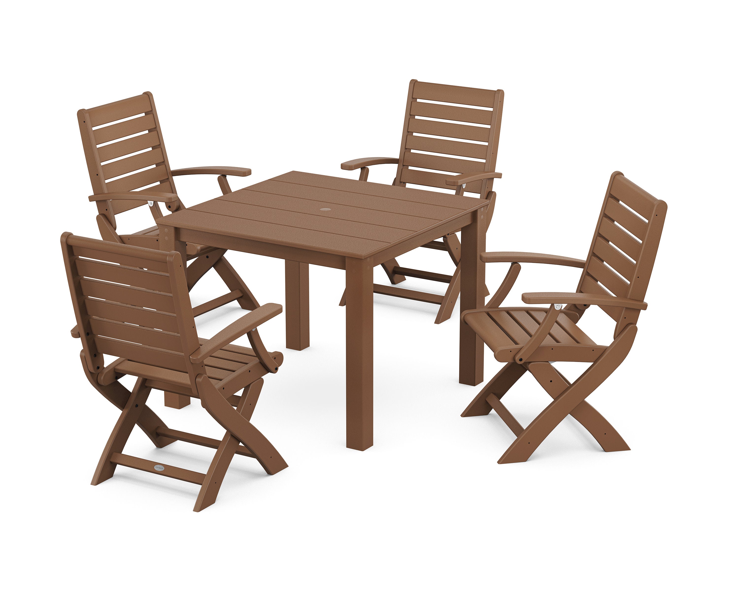 Signature Folding Chair 5-Piece Parsons Dining Set in Teak