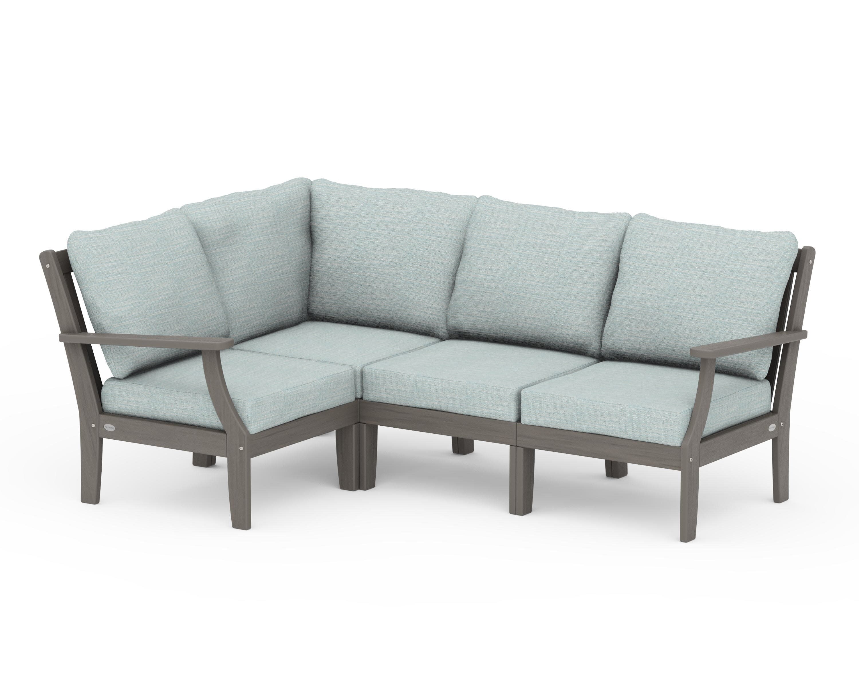 Braxton Modular 4-Piece Deep Seating Set in Driftwood / Soothe Mist