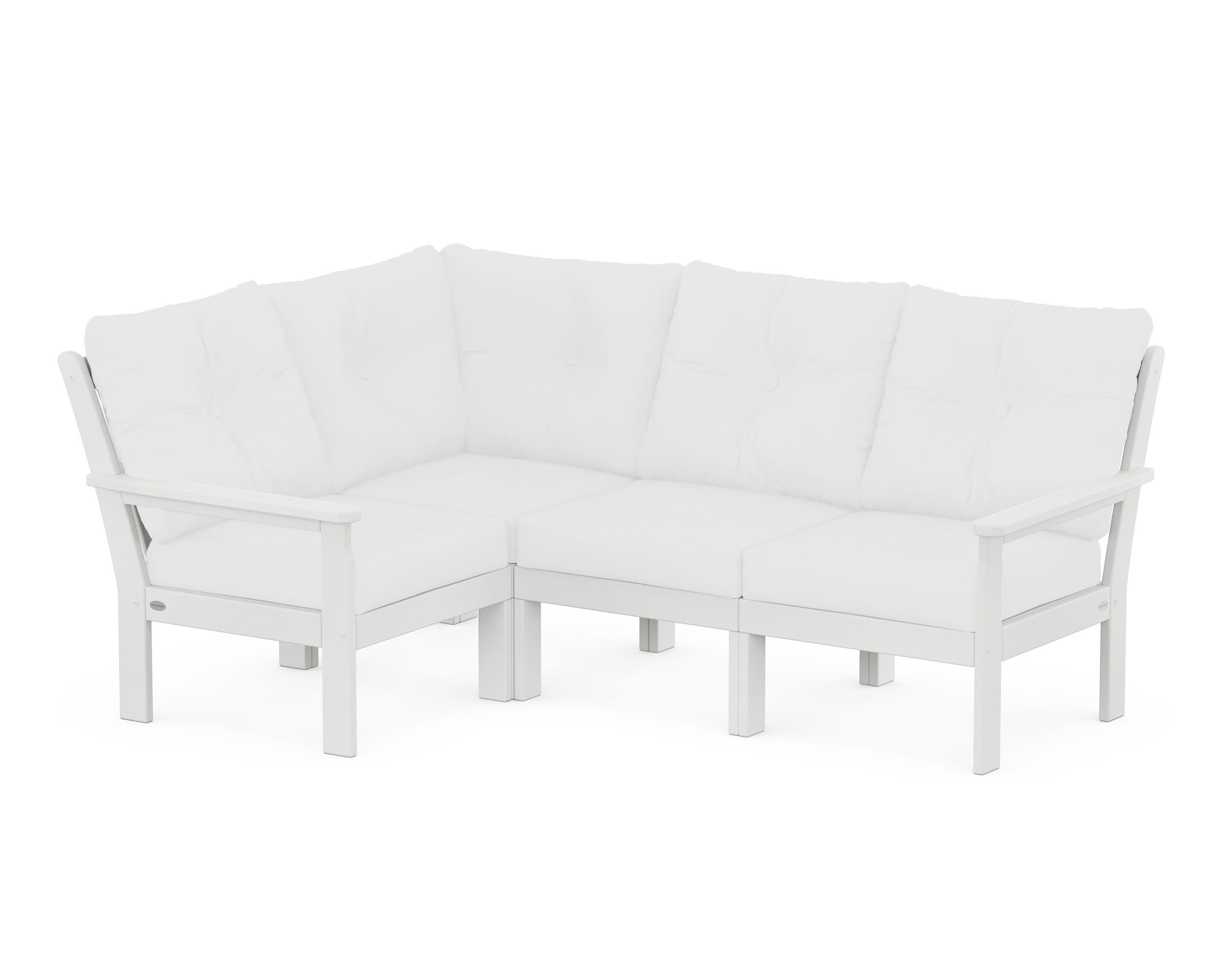 Vineyard 4-Piece Sectional in White / Natural