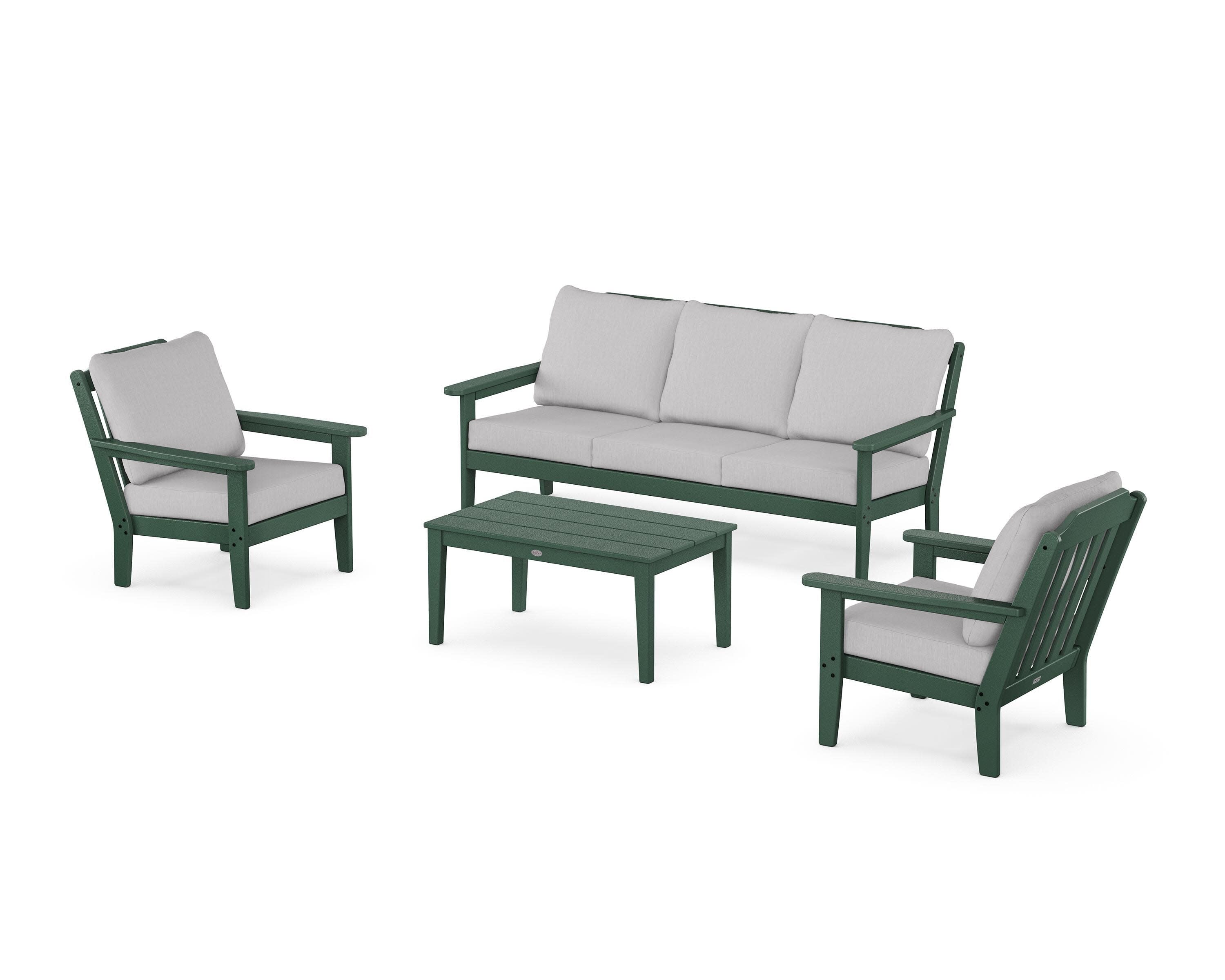 Cottage 4-Piece Deep Seating Set with Sofa in Green / Granite