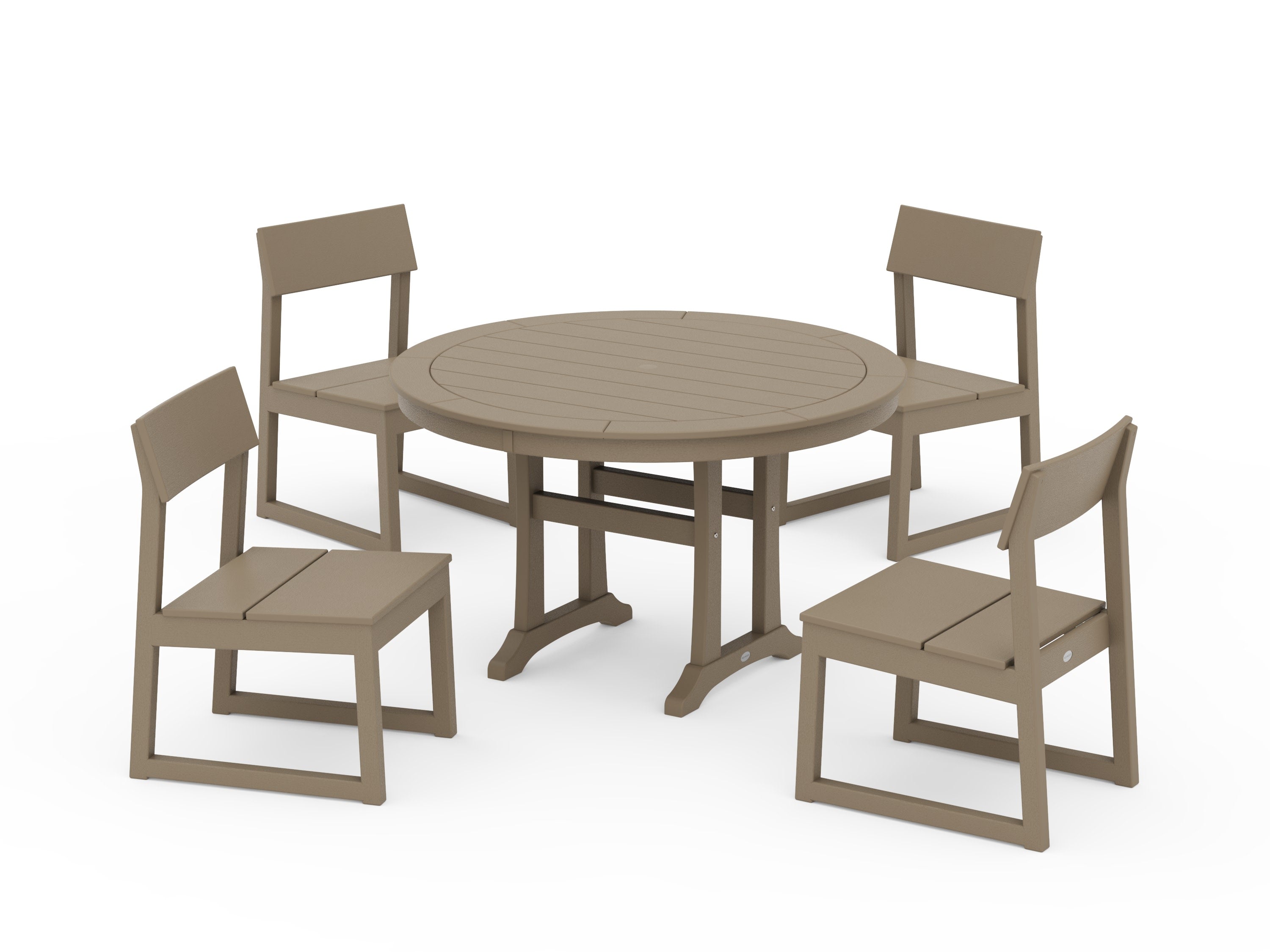 EDGE Side Chair 5-Piece Round Dining Set With Trestle Legs in Vintage Sahara