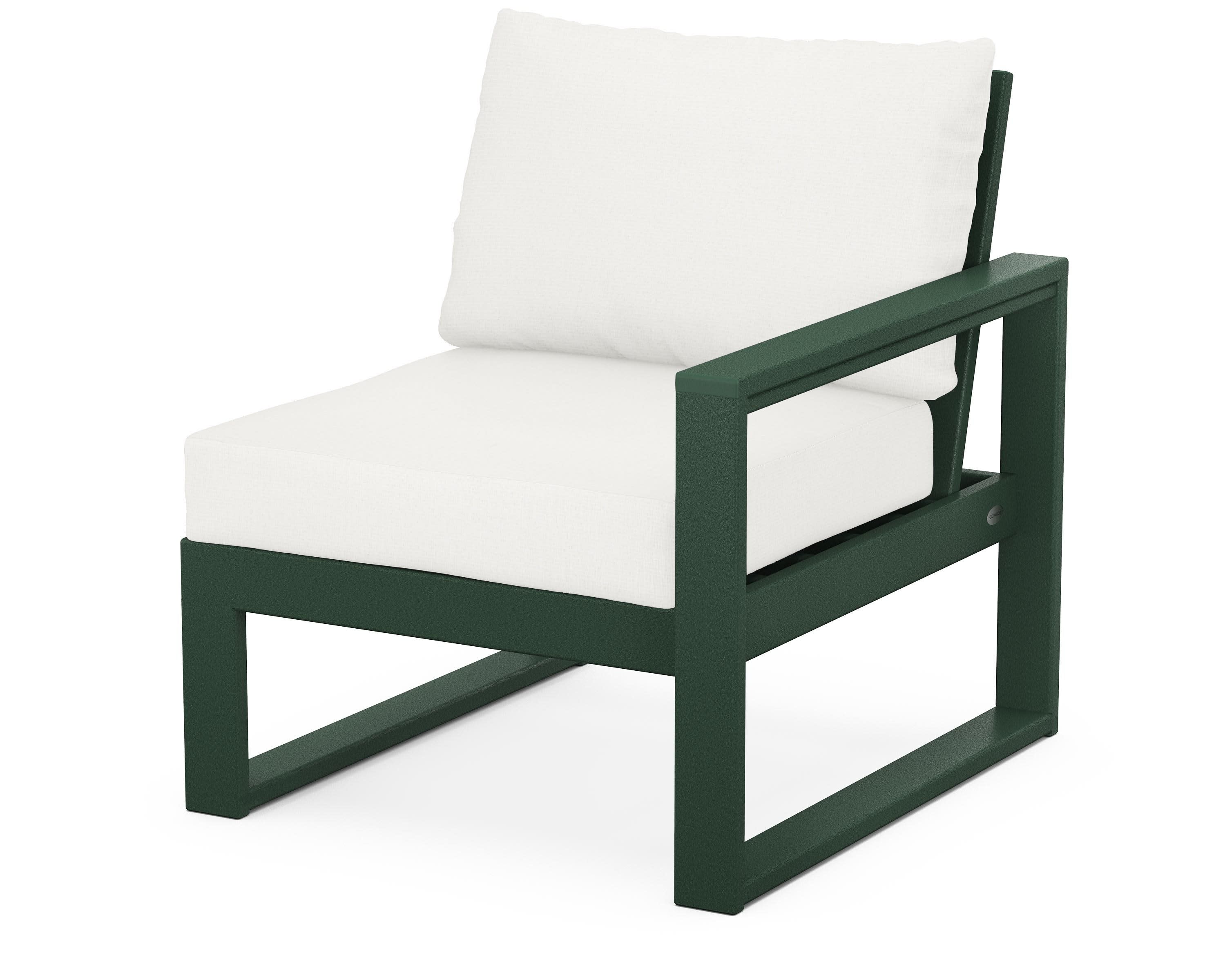 EDGE Modular Right Arm Chair in Green / Natural Linen