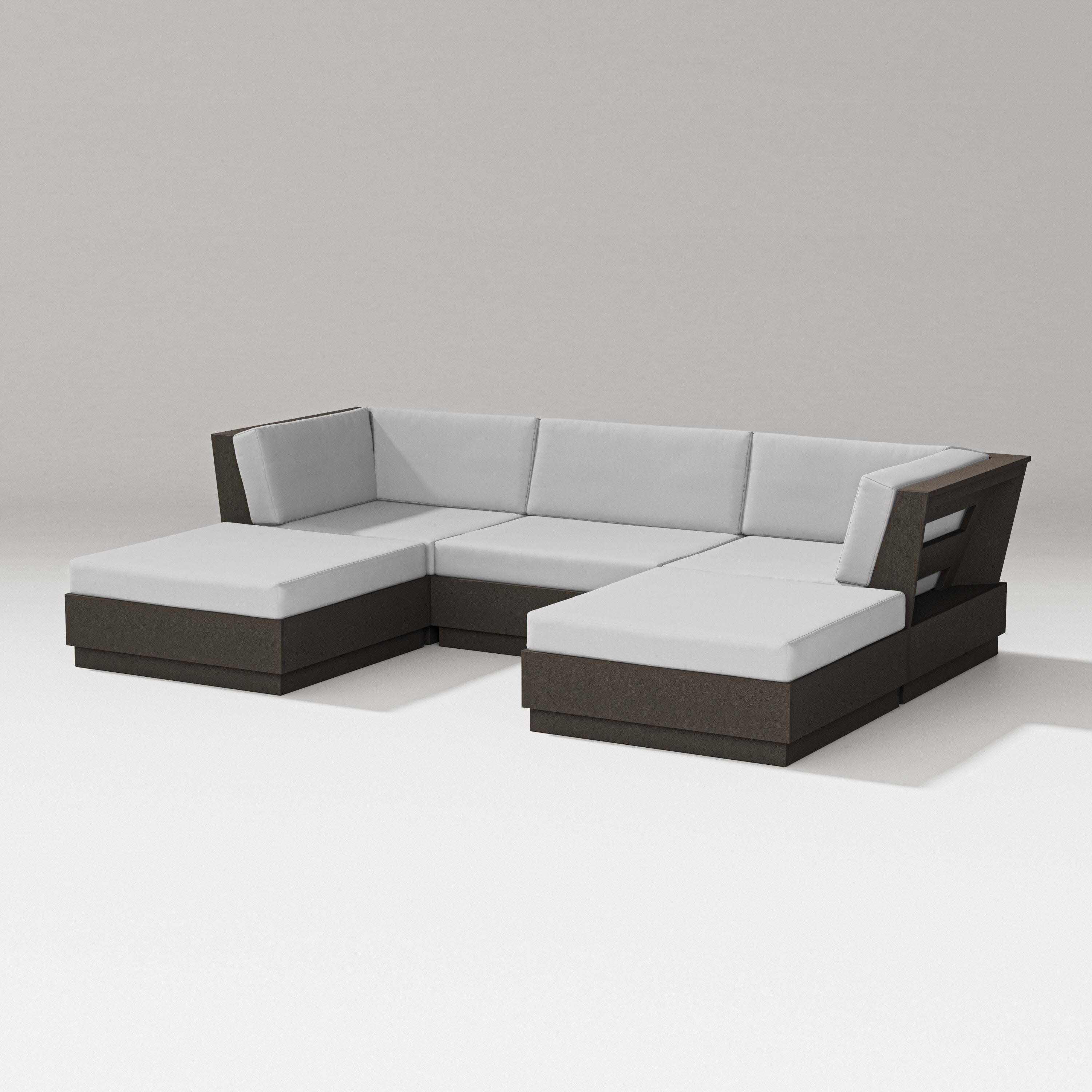Elevate Double Chaise Sectional in Vintage Coffee / Diamond in the Rough