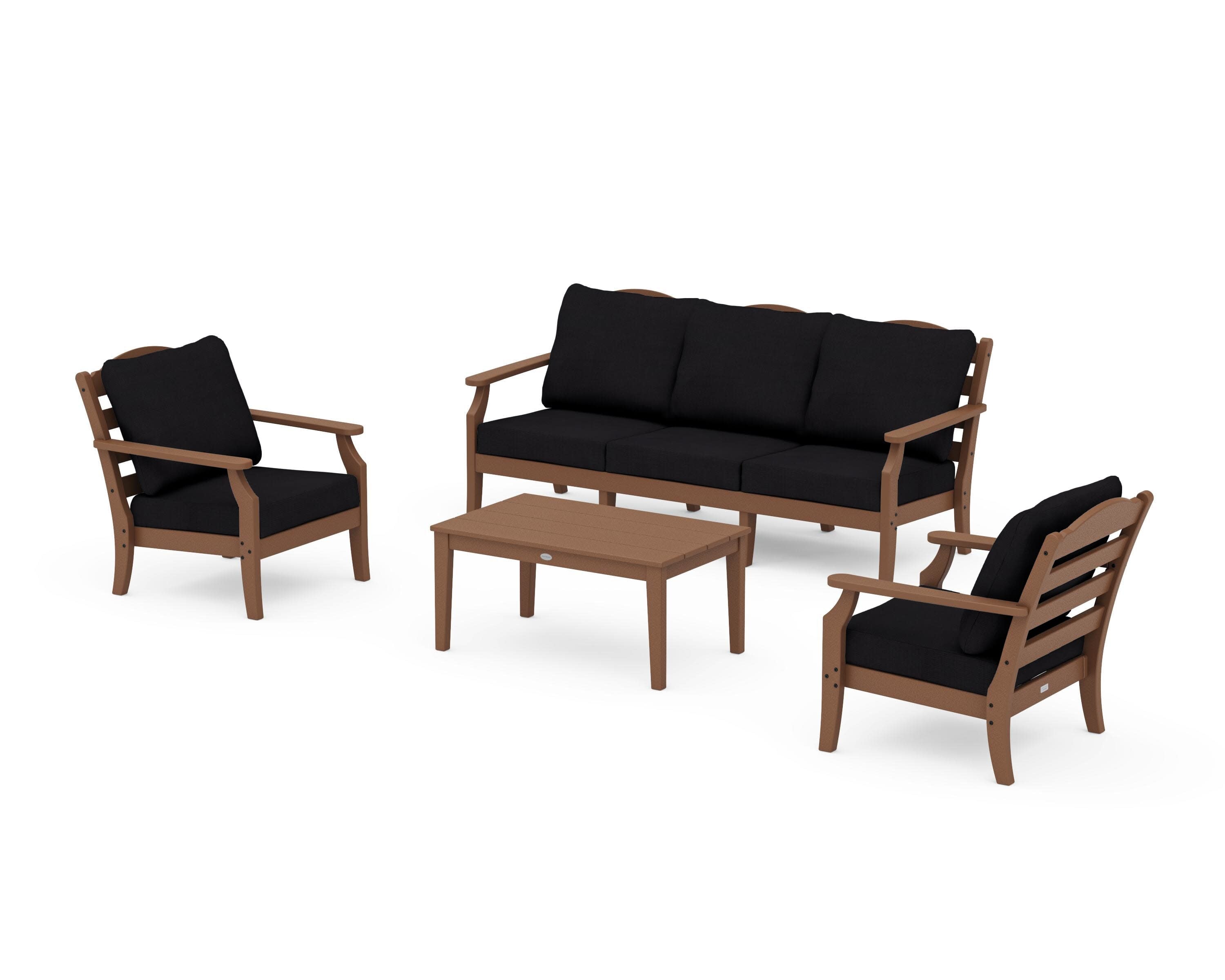 Savannah 4-Piece Deep Seating Set with Sofa in Teak / Midnight Linen