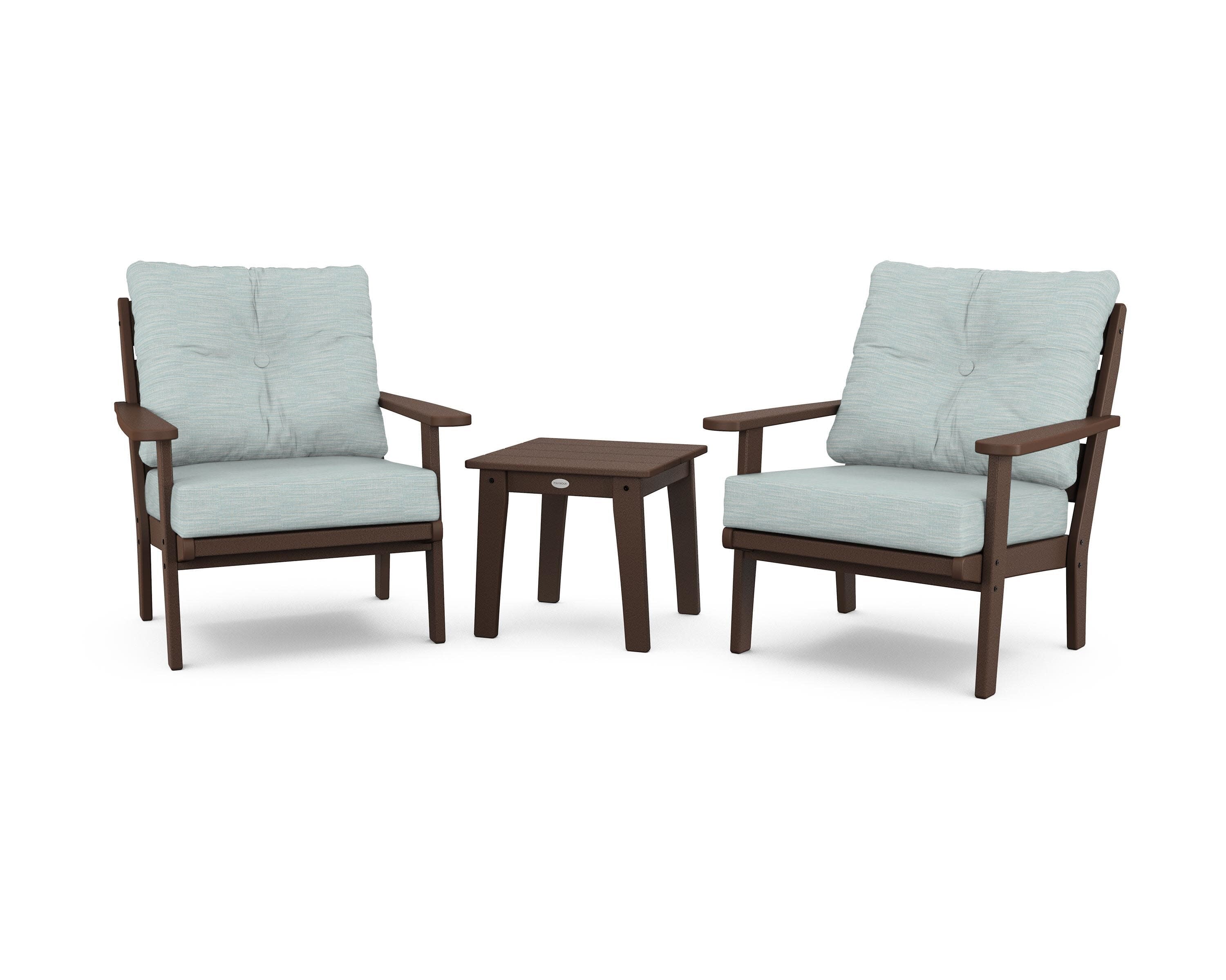 Lakeside 3-Piece Deep Seating Chair Set in Mahogany / Soothe Mist