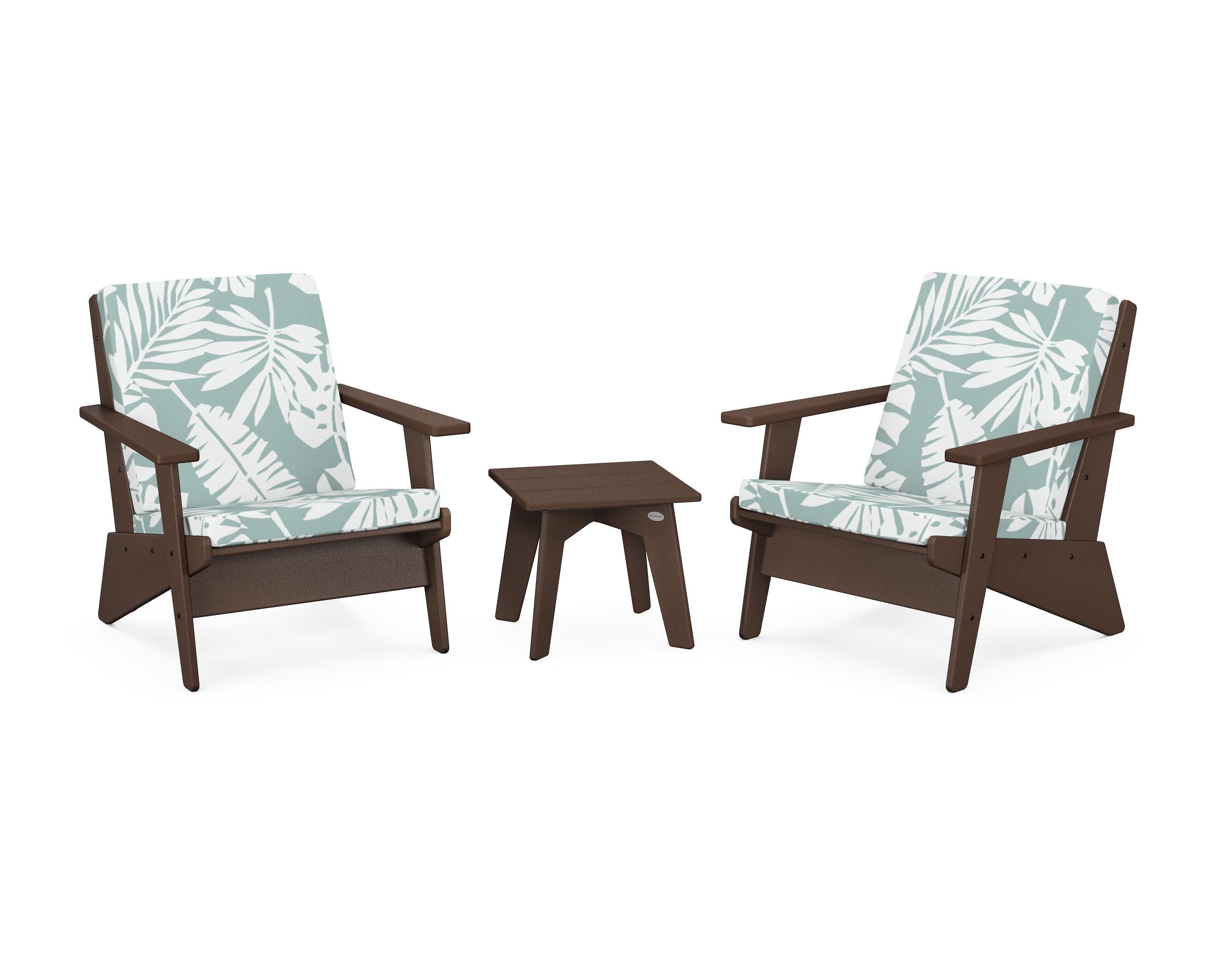 Riviera Modern Lounge 3-Piece Set in Mahogany / Leaf Glacier Spa