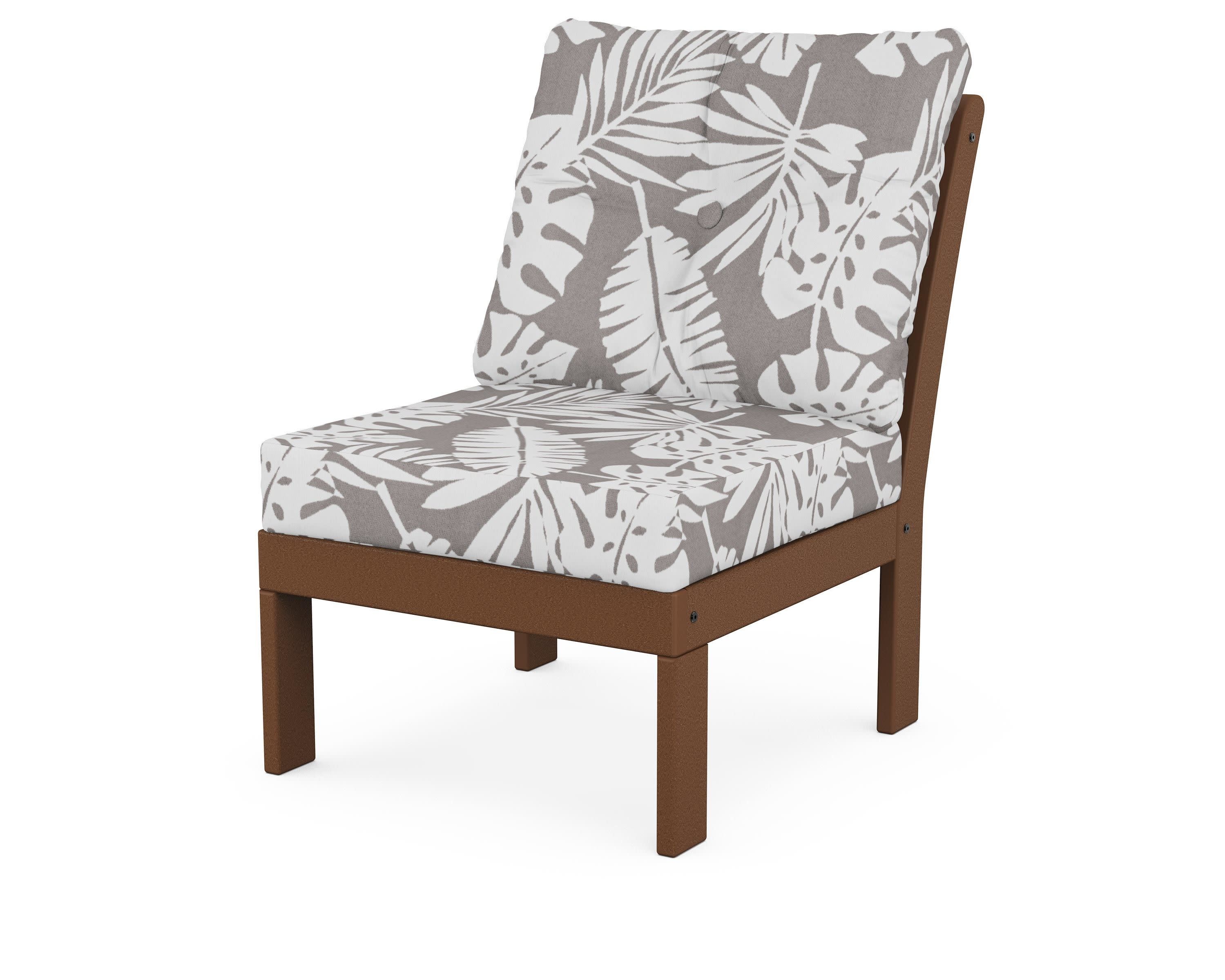Vineyard Modular Armless Chair in Teak / Leaf Grey Mist
