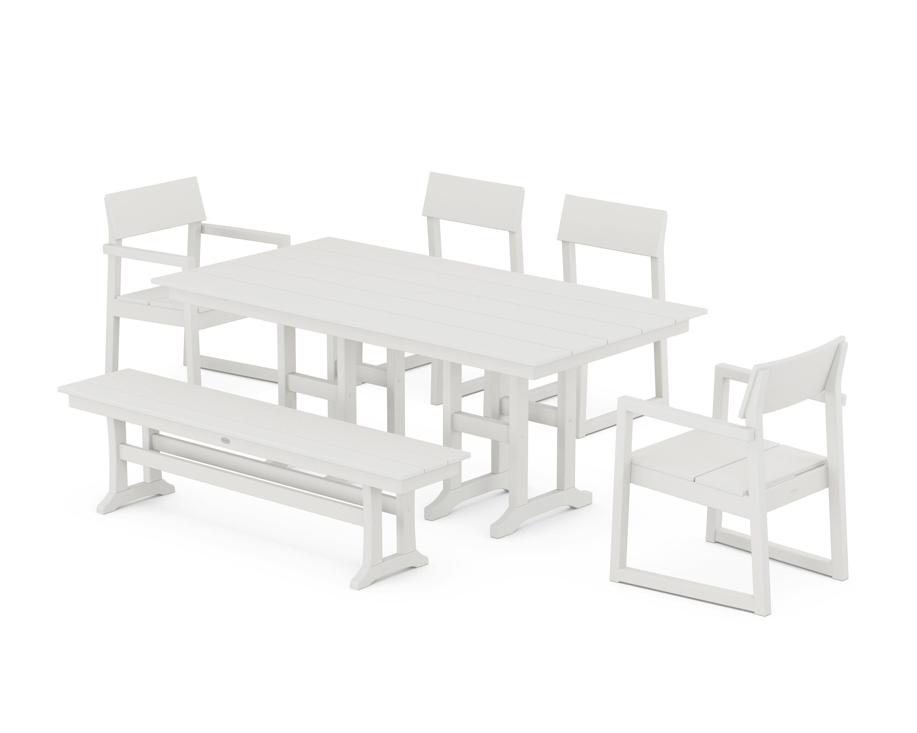 EDGE 6-Piece Farmhouse Dining Set in Vintage White