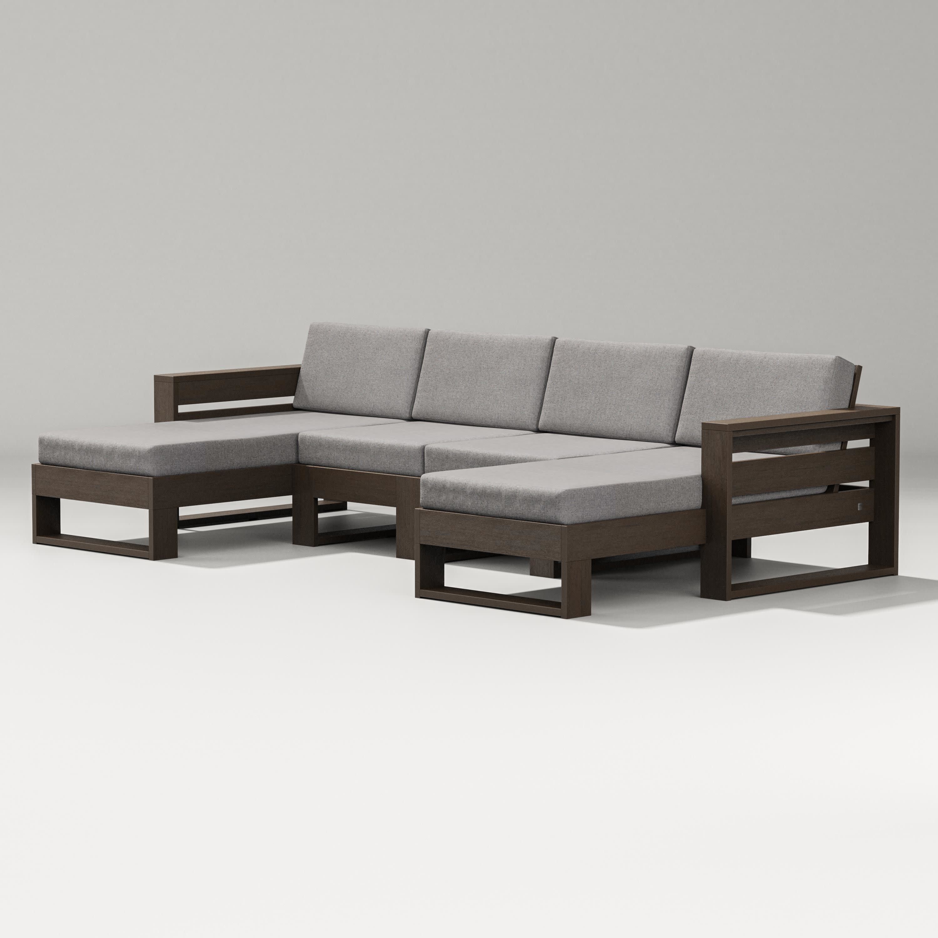 Latitude Double Chaise Sectional in Kona / Grey Mist