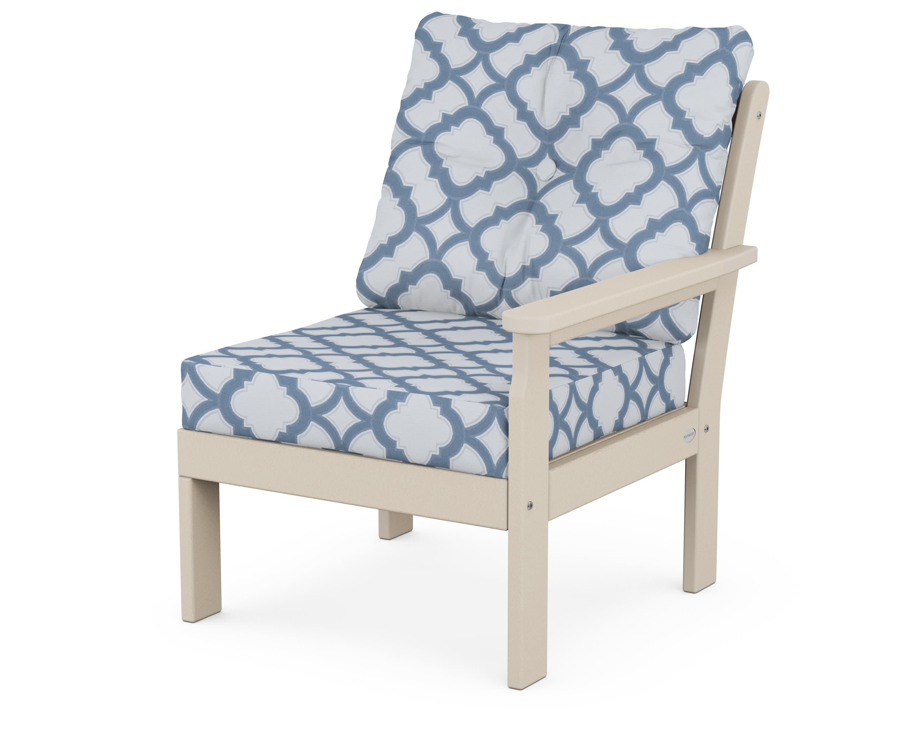 Vineyard Modular Right Arm Chair in Sand / Trellis Sky Blue