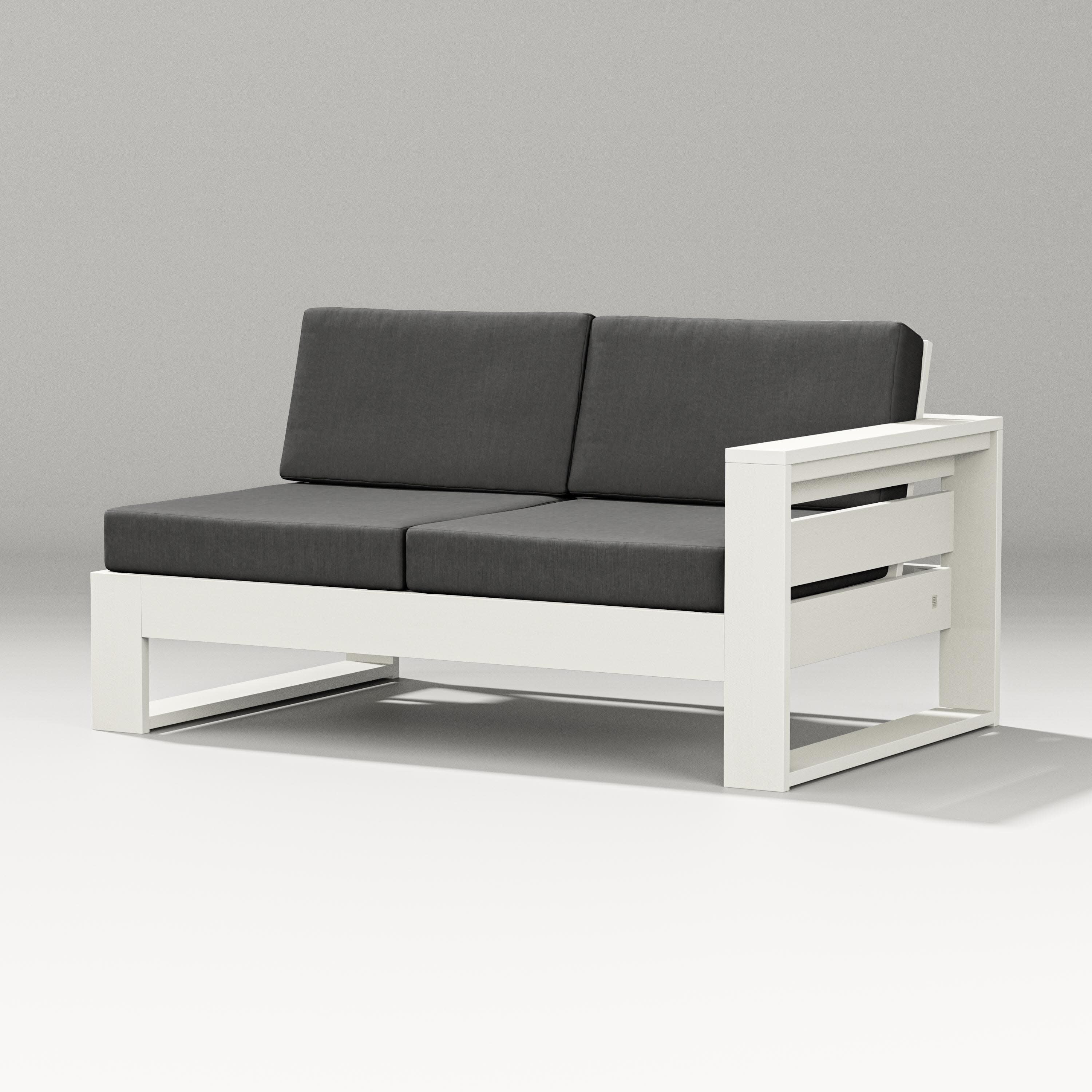 Latitude Modular Right Arm Loveseat in Vintage White / Spectrum Carbon