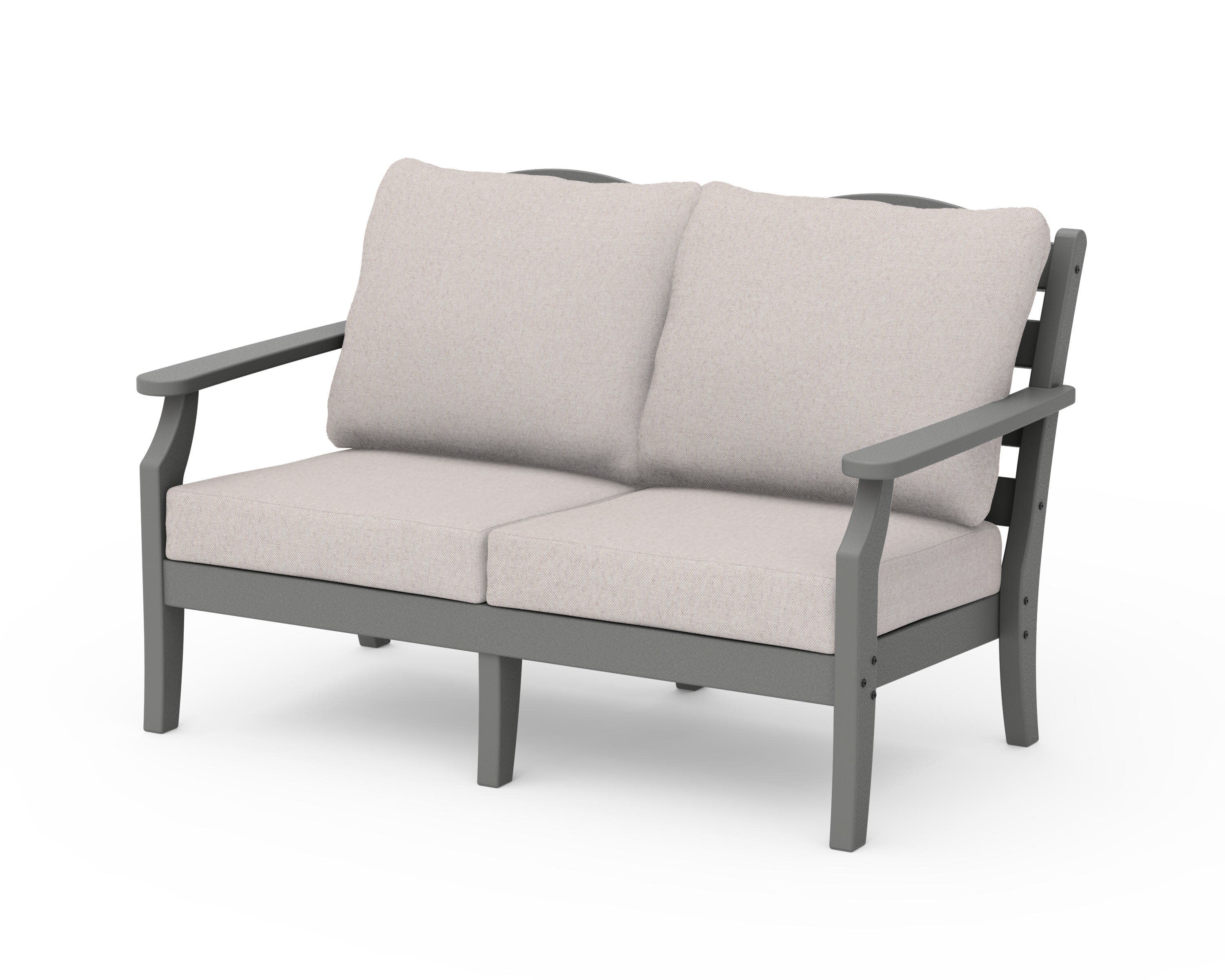 Savannah Deep Seating Loveseat in Slate Grey / Dune Burlap
