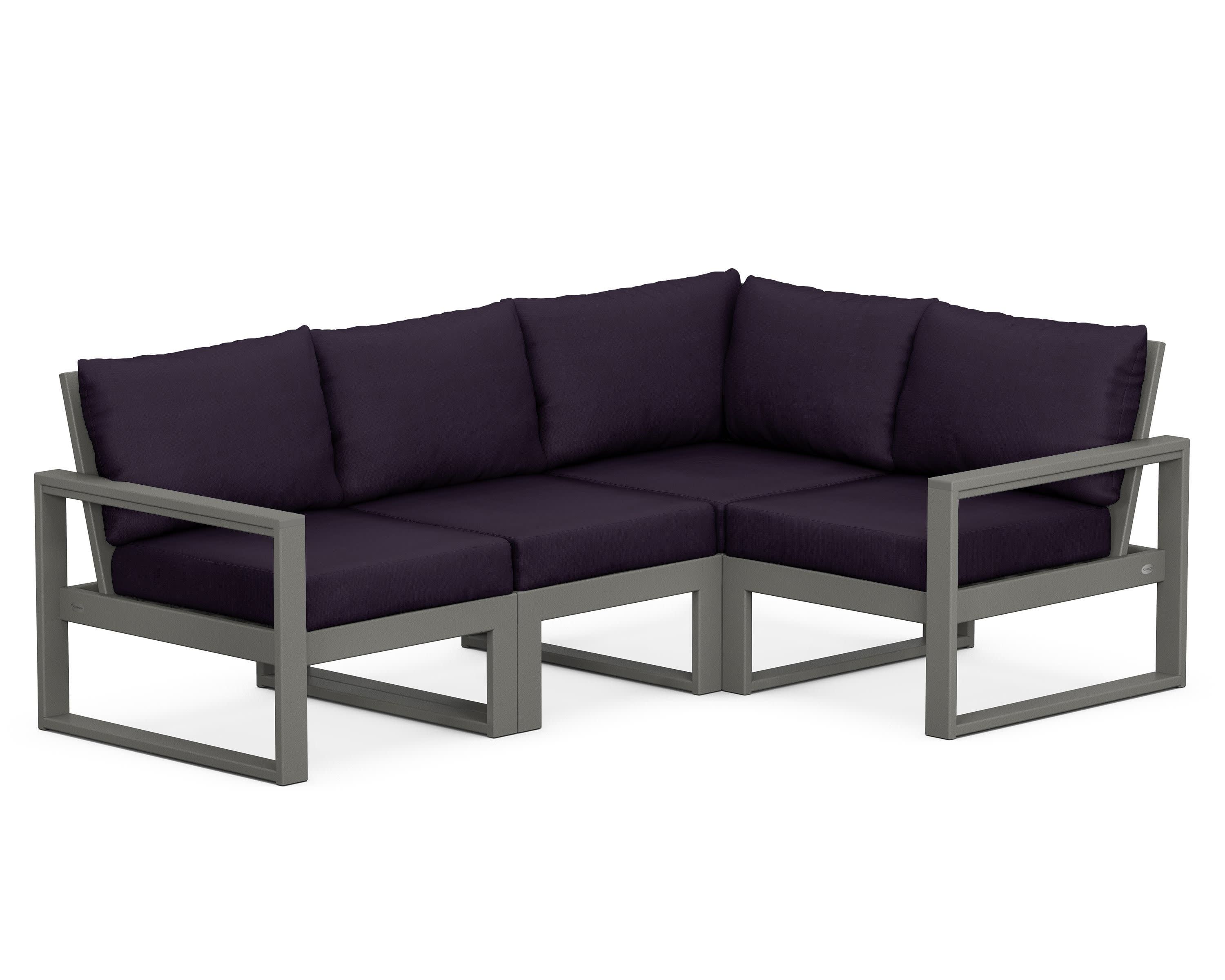 EDGE 4-Piece Modular Deep Seating Set in Slate Grey / Navy Linen