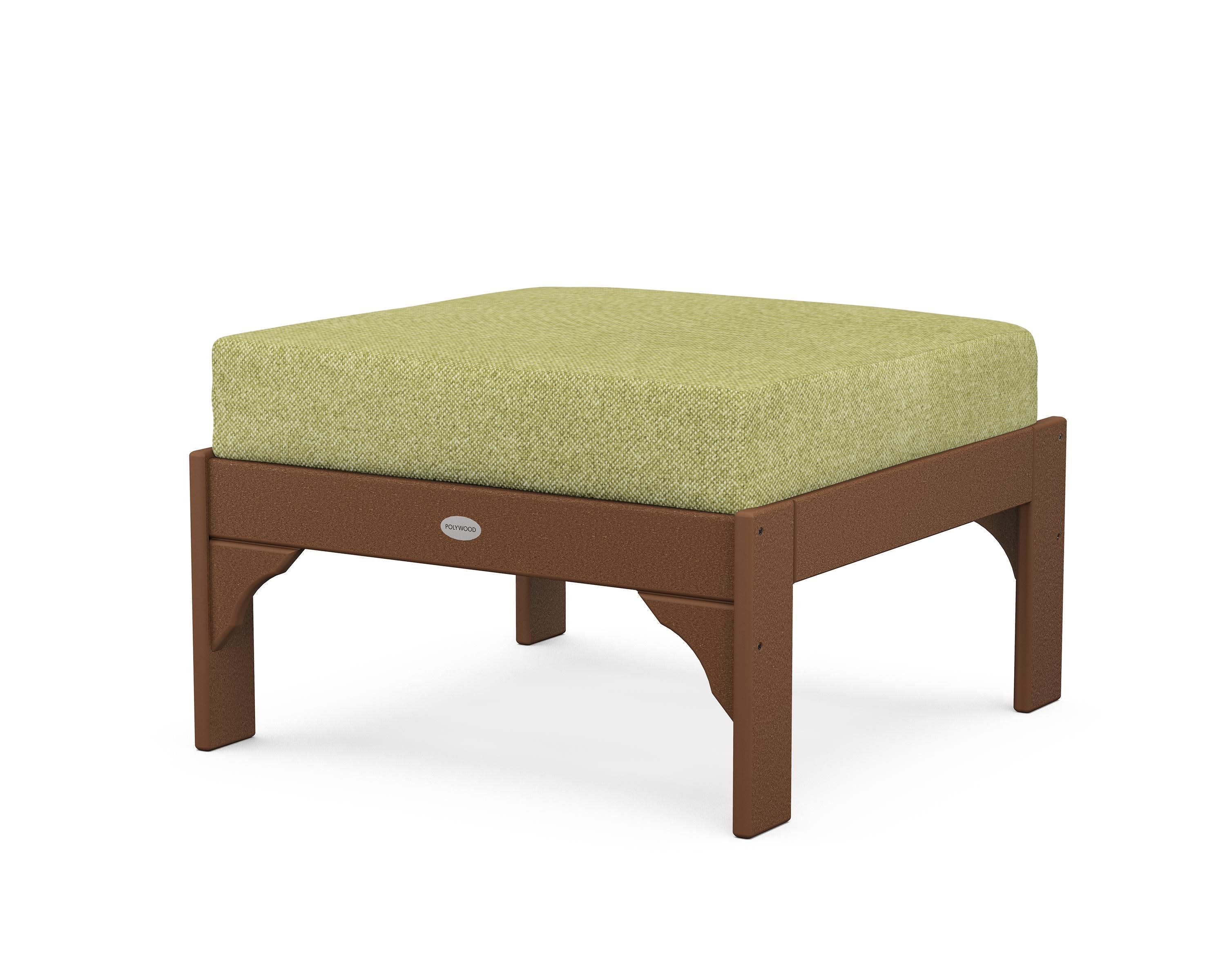 Vineyard Deep Seating Ottoman in Teak / Chartreuse Boucle