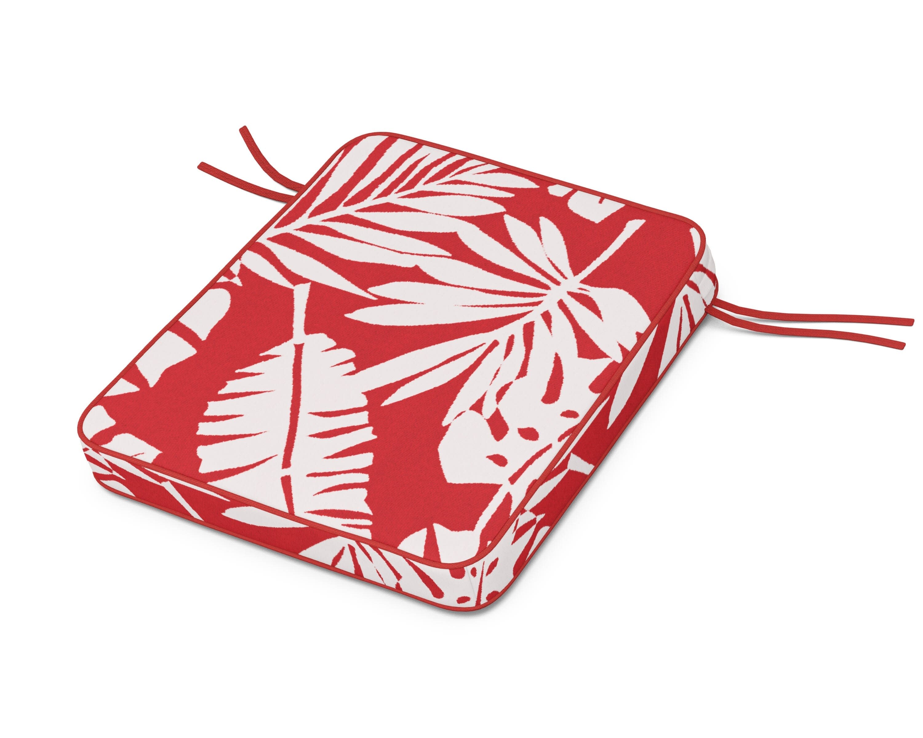 Chinoiserie Rocker Seat Cushion in Leaf Crimson