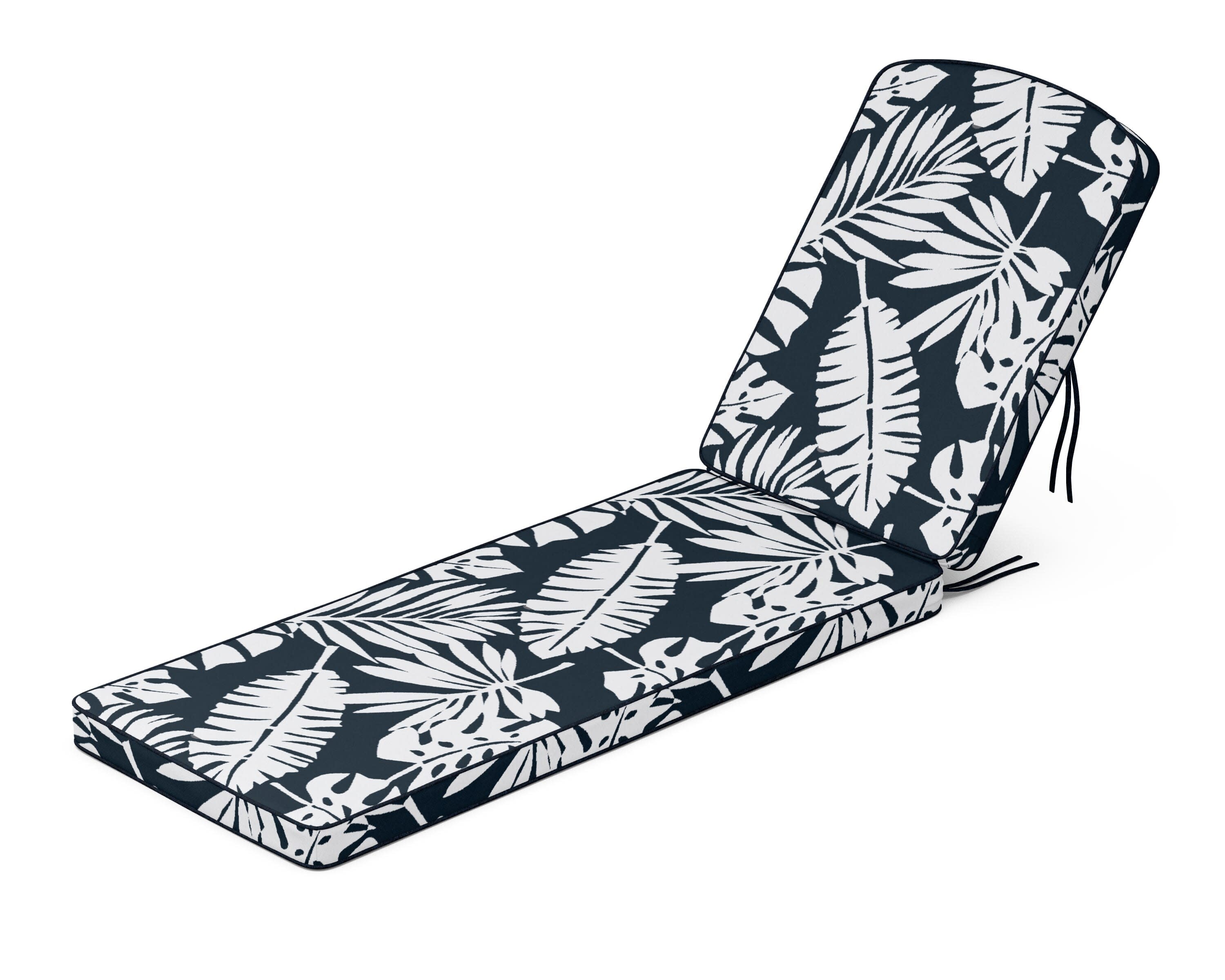 Chinoiserie Chaise Cushion in Leaf Marine Indigo