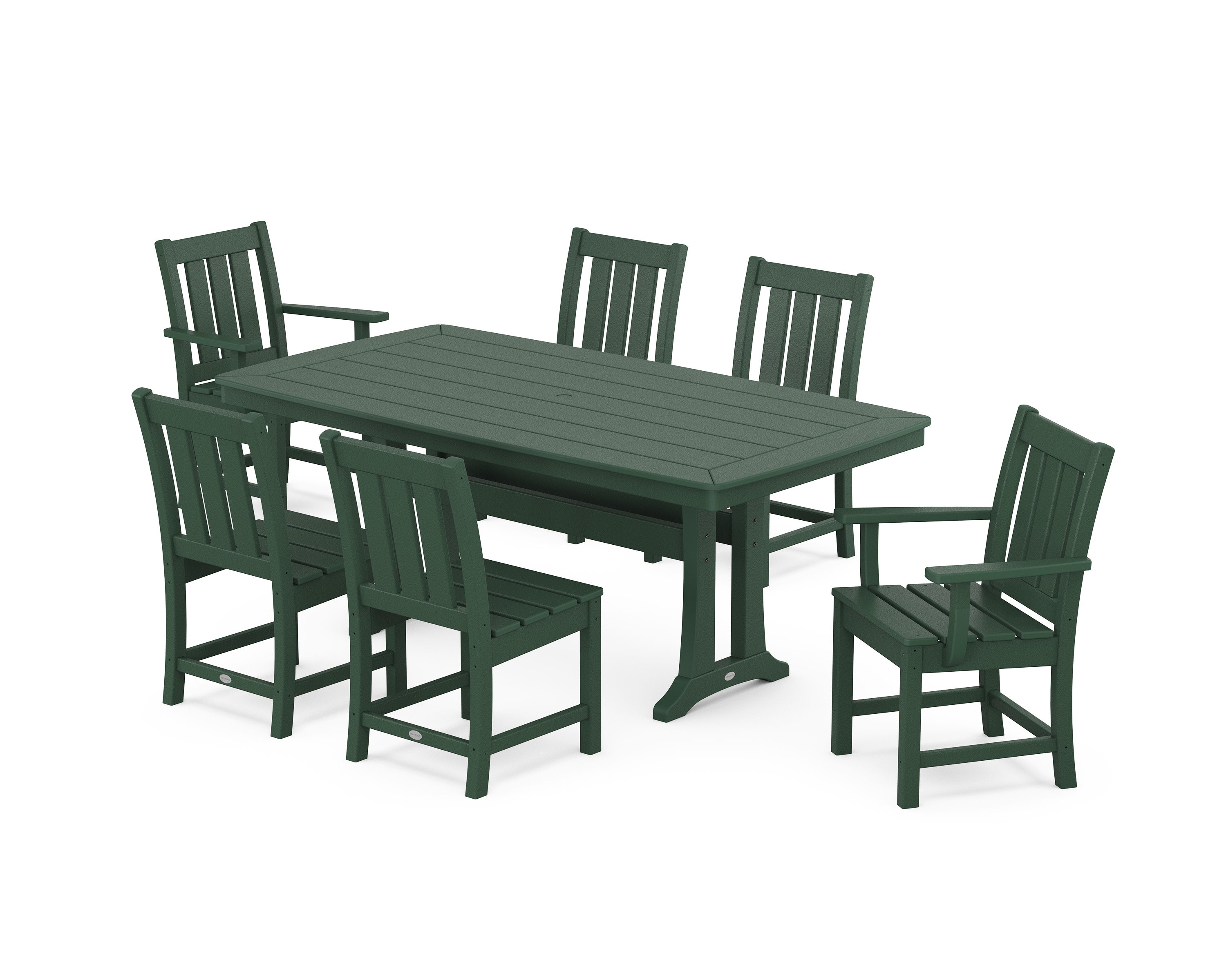 Oxford 7-Piece Dining Set with Trestle Legs in Green