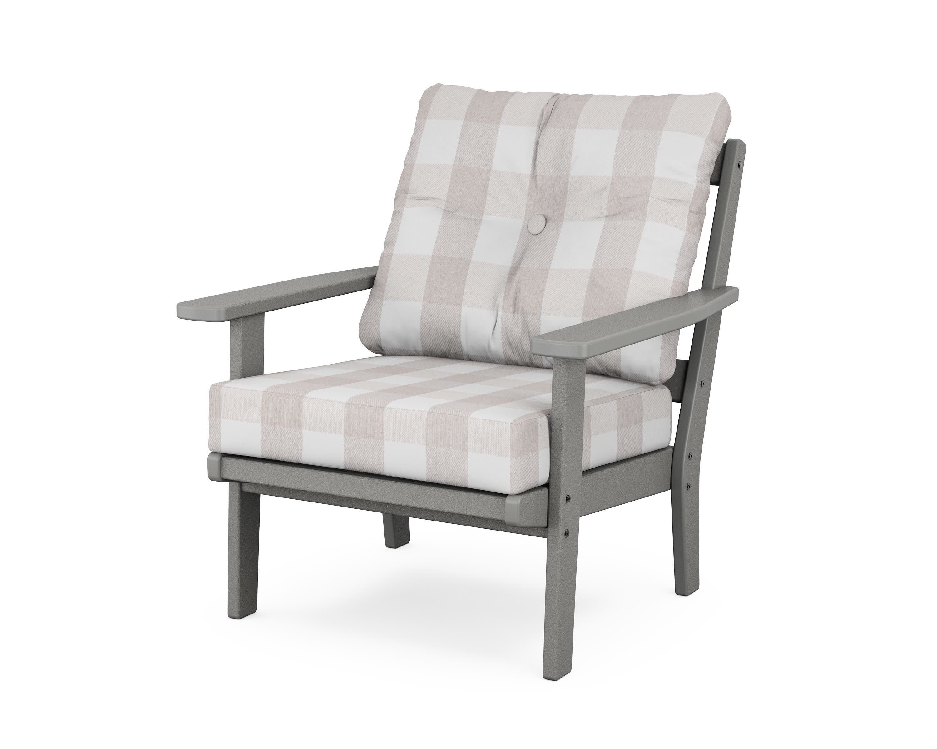 Prairie Deep Seating Chair in Slate Grey / Buffalo Plaid Dune Burlap