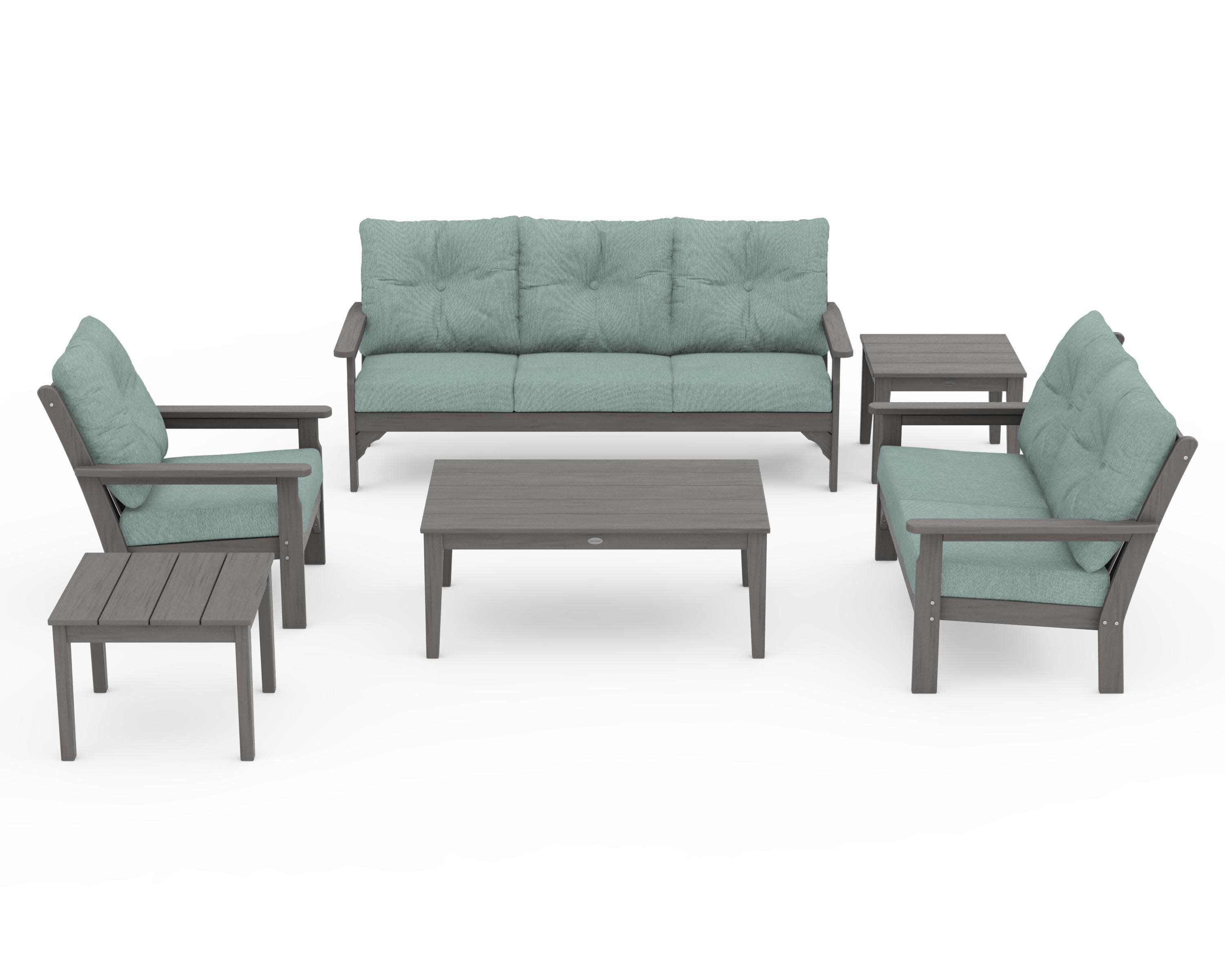 Vineyard 6-Piece Deep Seating Set in Driftwood / Glacier Spa