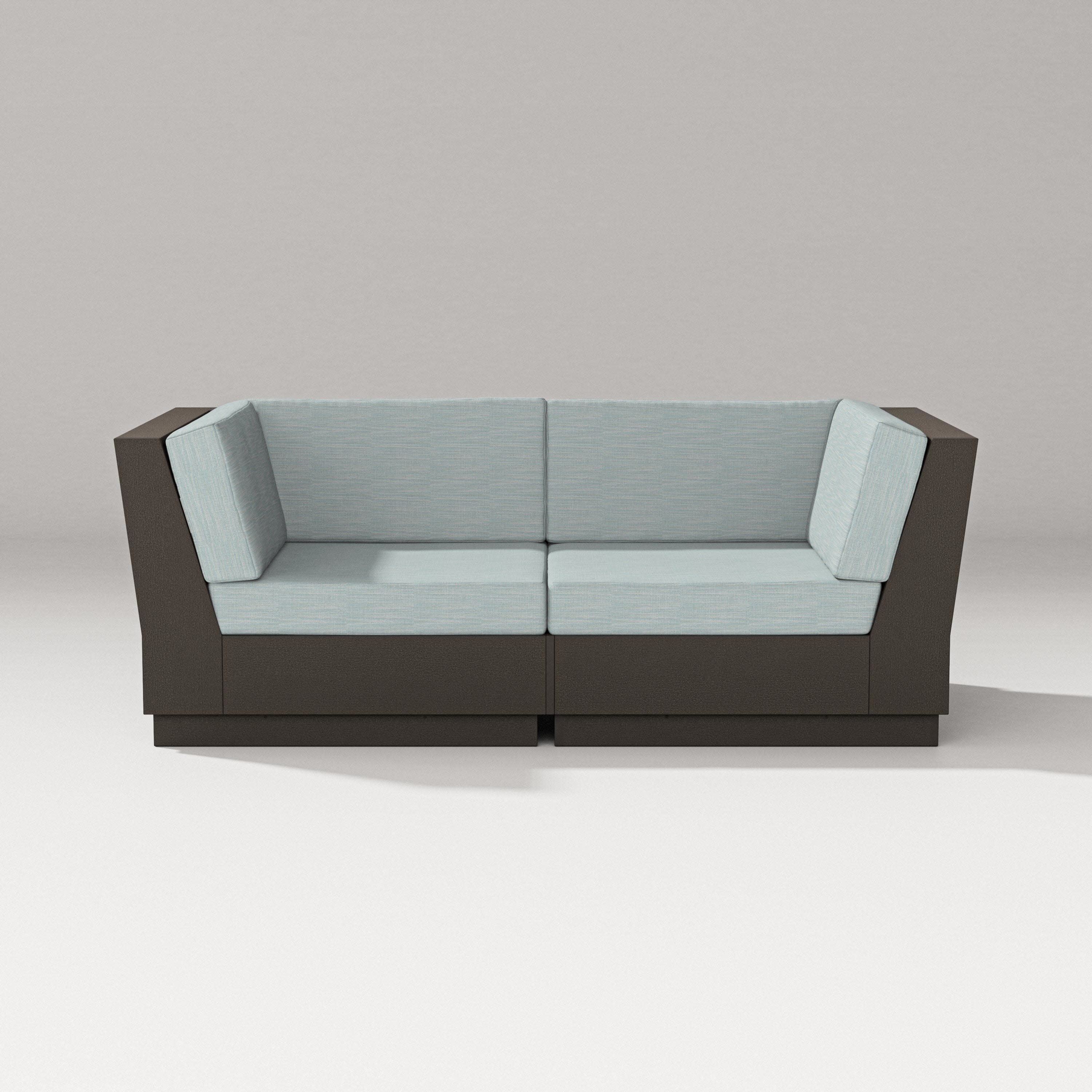 Elevate Loveseat Sectional in Vintage Coffee / Soothe Mist