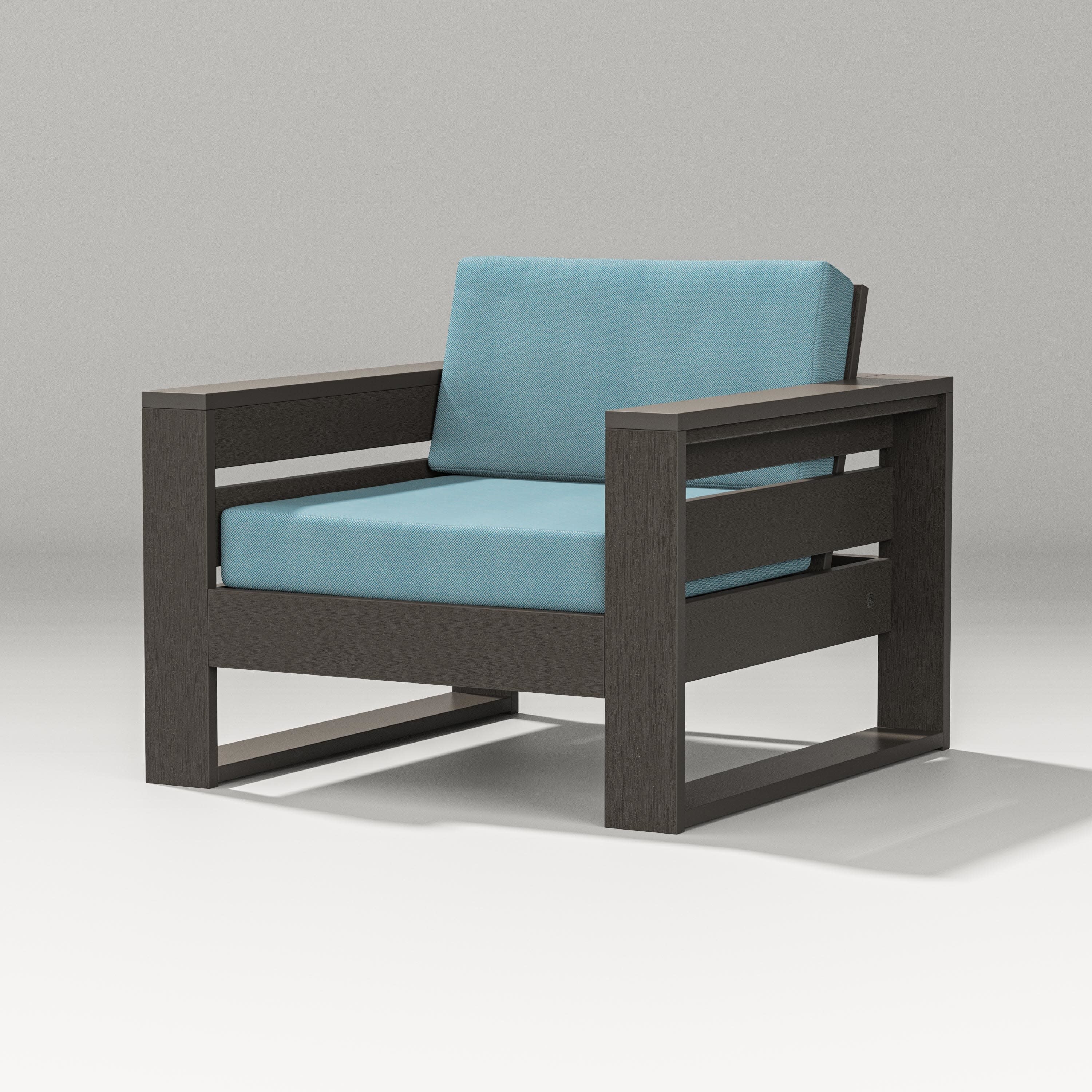 Latitude Lounge Chair in Vintage Coffee / Lattice Sky Blue