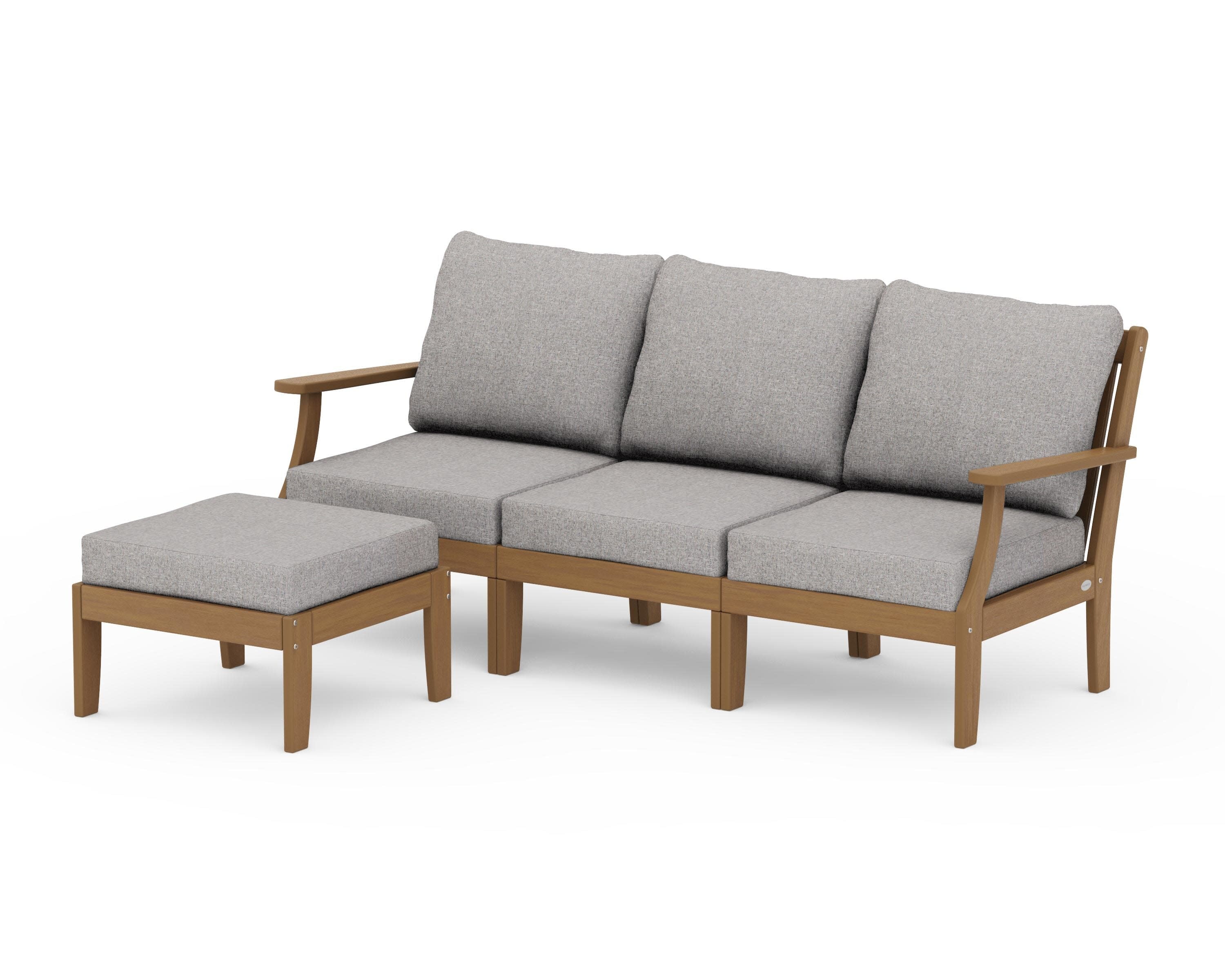 Braxton Modular 4-Piece Deep Seating Set with Ottoman in Natural / Grey Mist