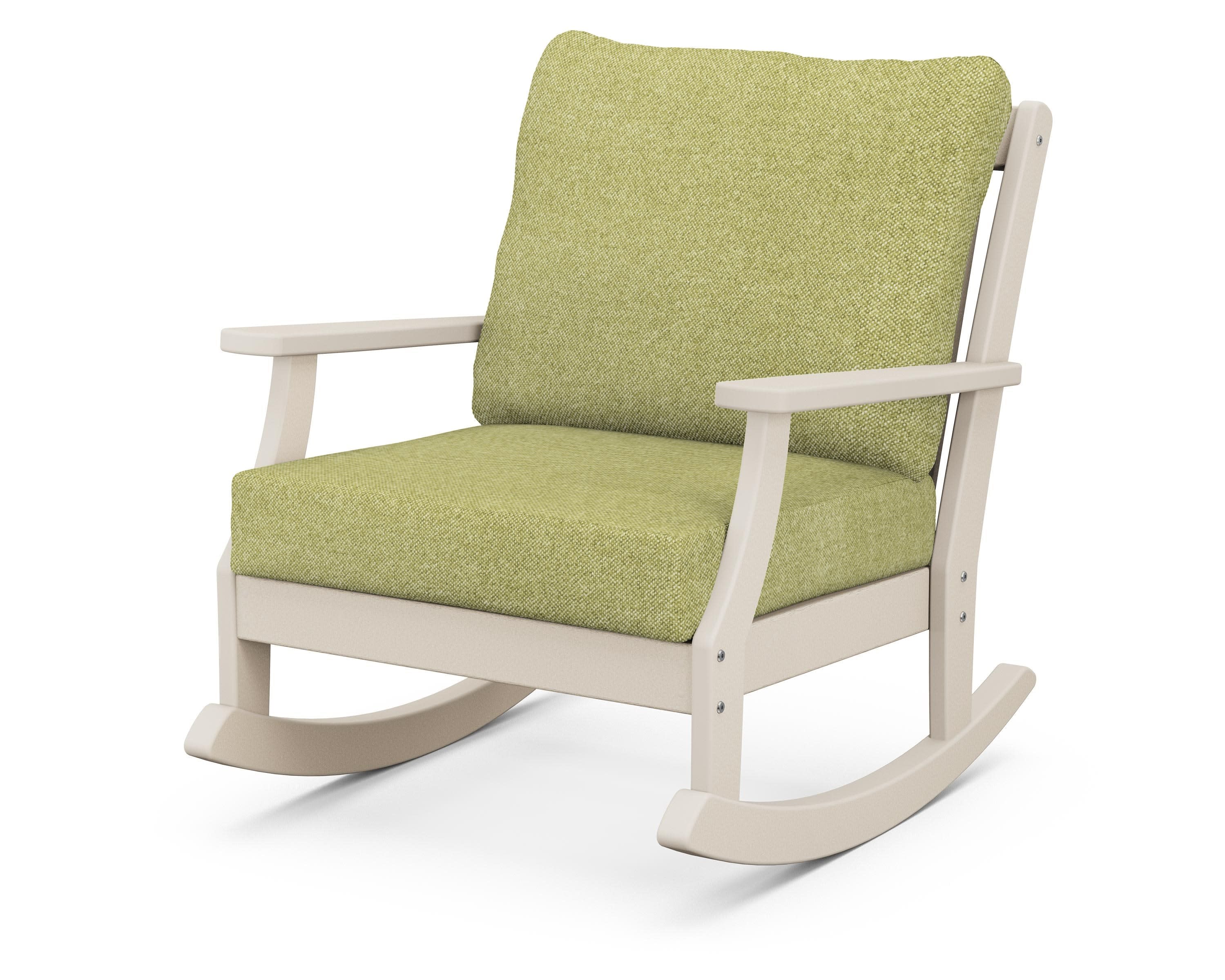 Braxton Deep Seating Rocking Chair in Sand / Chartreuse Boucle