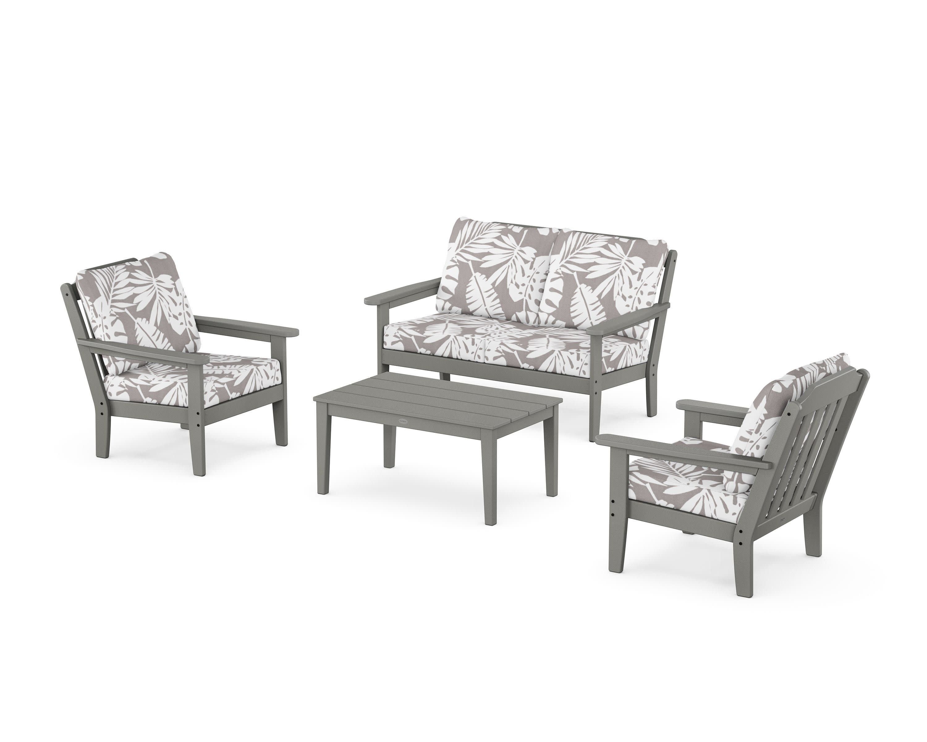 Cottage 4-Piece Deep Seating Set with Loveseat in Slate Grey / Leaf Grey Mist