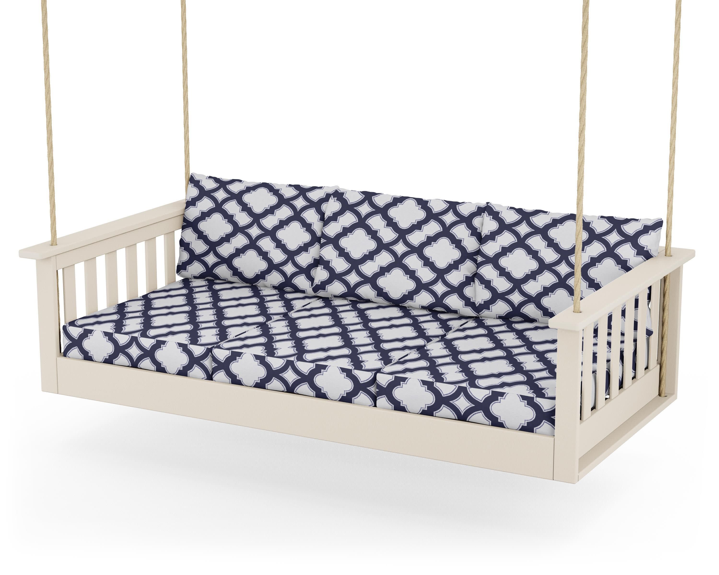 Vineyard Daybed Swing in Sand / Trellis Navy