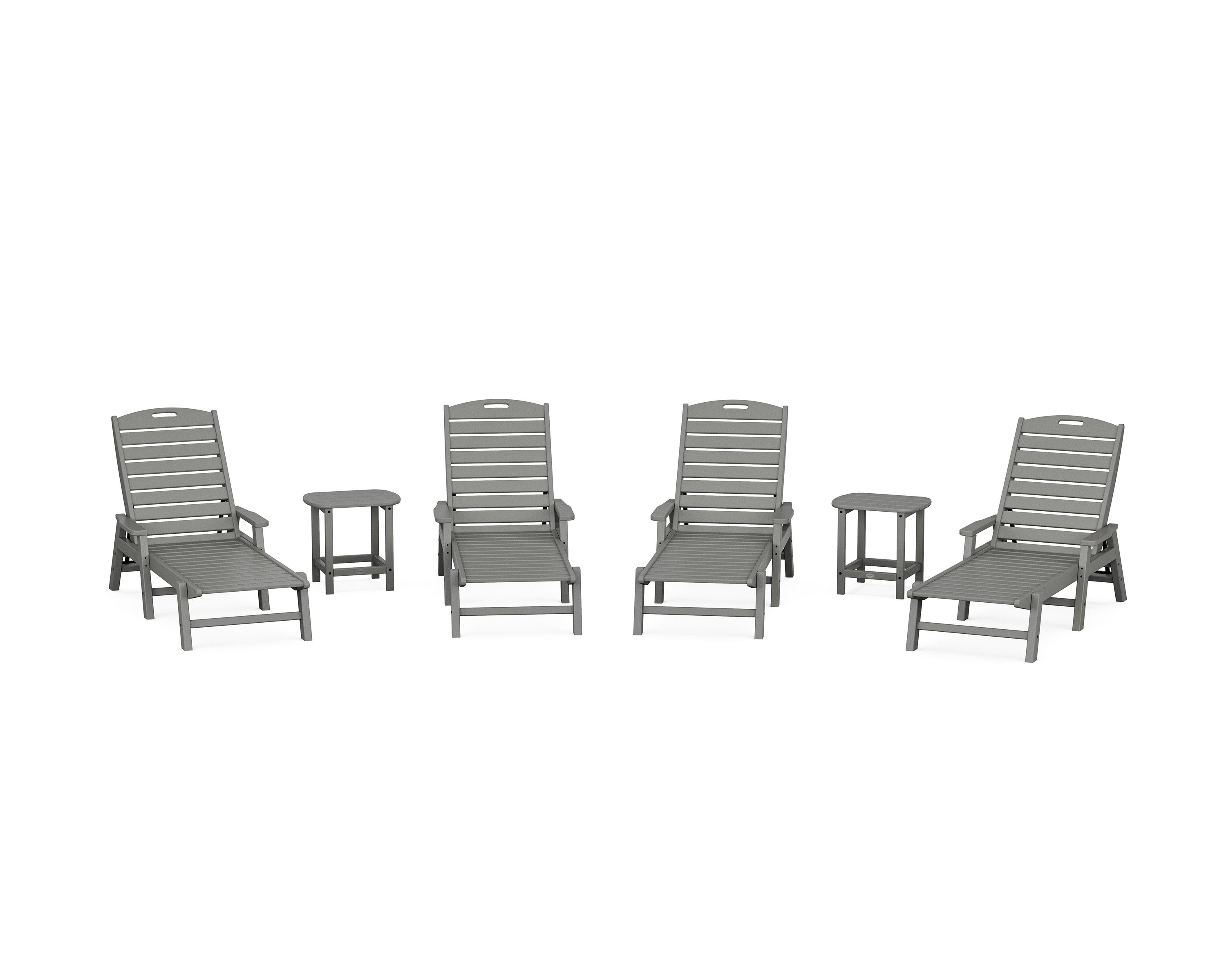 Nautical Chaise 6-Piece Set with Arms in Slate Grey