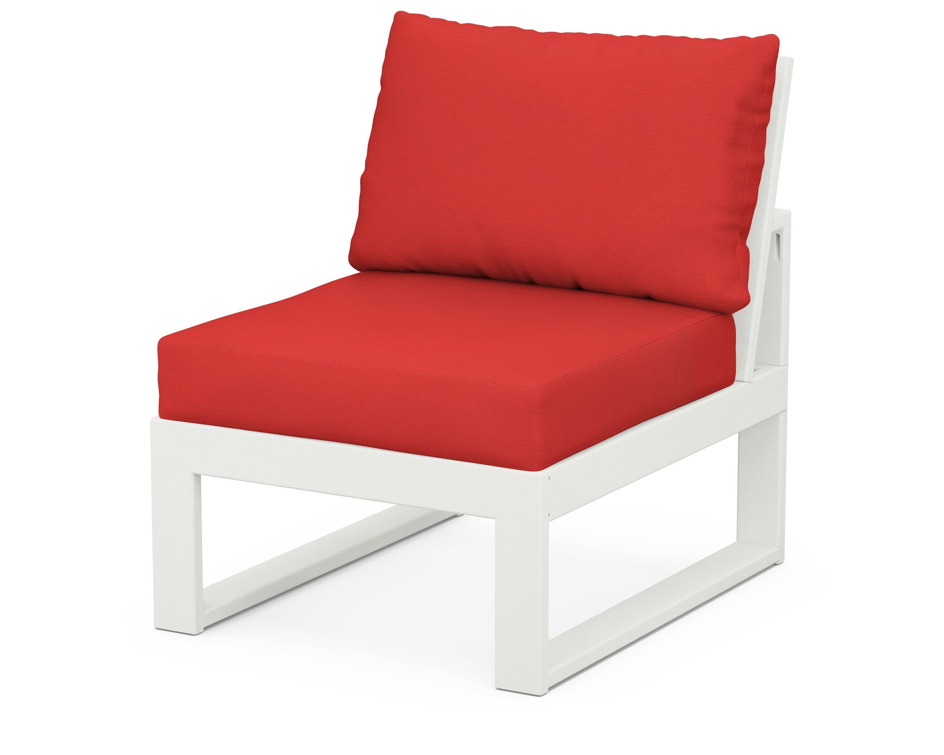Modular Armless Chair in Vintage White / Crimson Linen