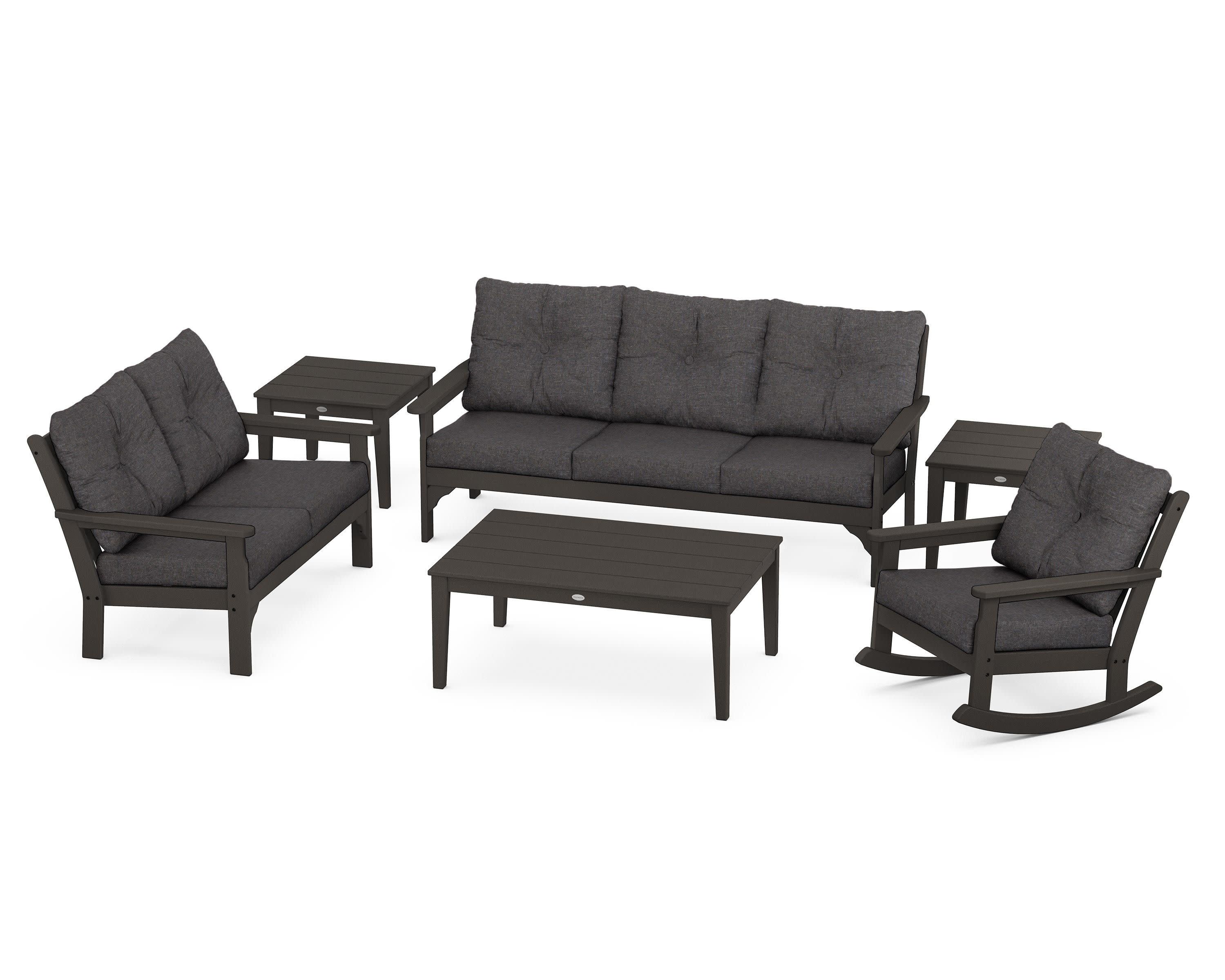 Vineyard 6-Piece Deep Seating Set in Vintage Coffee / Ash Charcoal