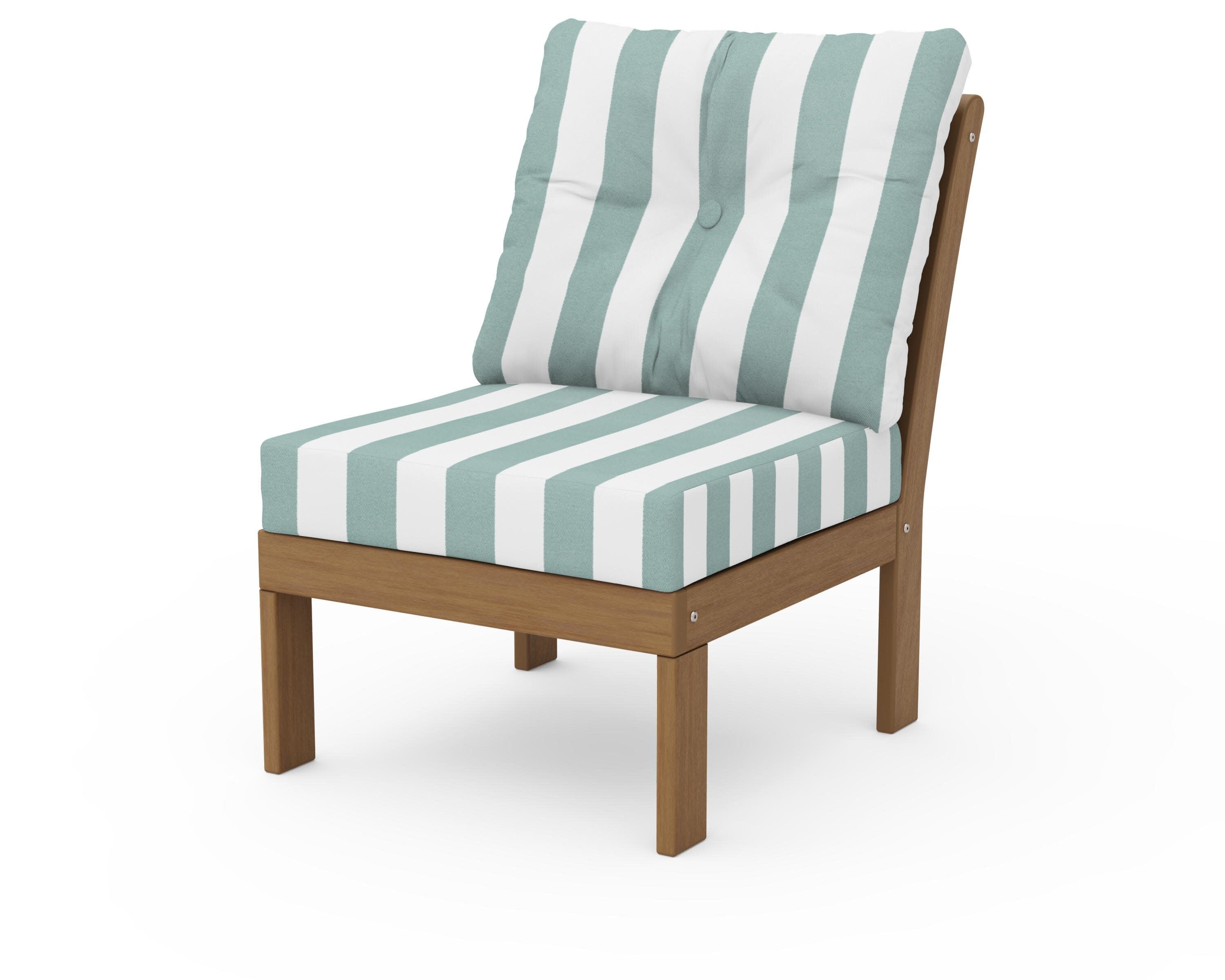 Vineyard Modular Armless Chair in Natural / Cabana Stripe Glacier Spa