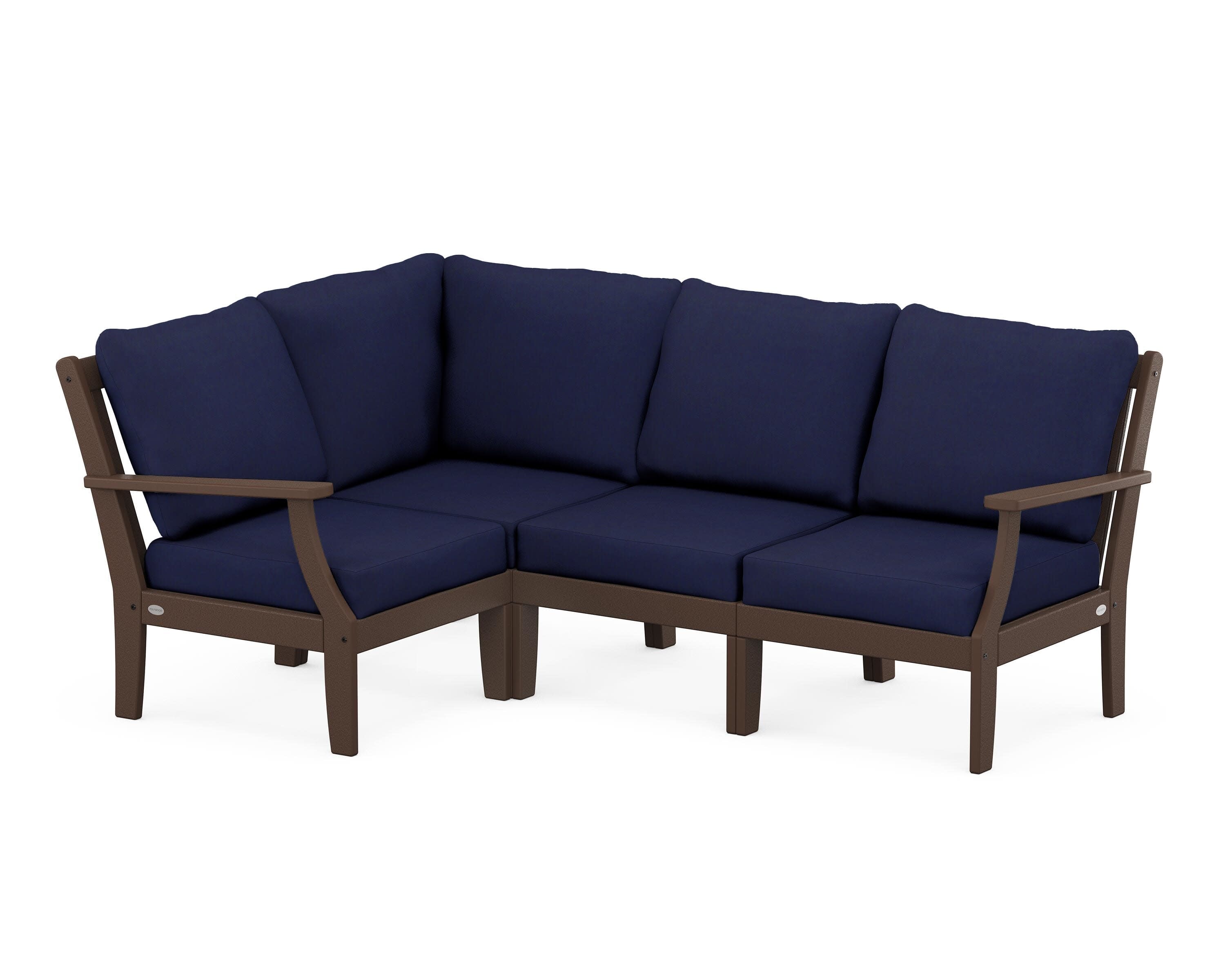 Braxton Modular 4-Piece Deep Seating Set in Mahogany / Navy