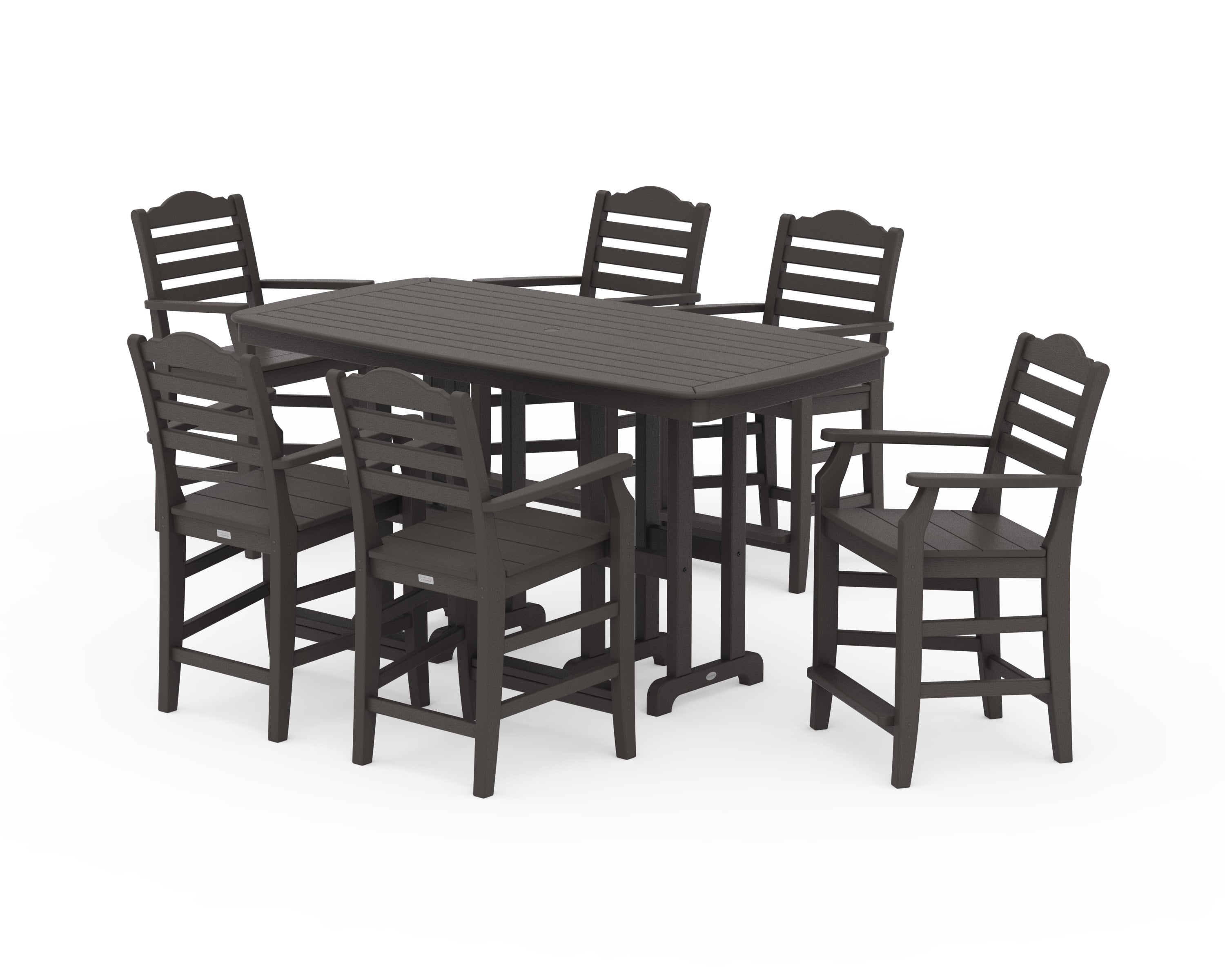 Savannah Arm Chair 7-Piece Counter Set in Vintage Coffee
