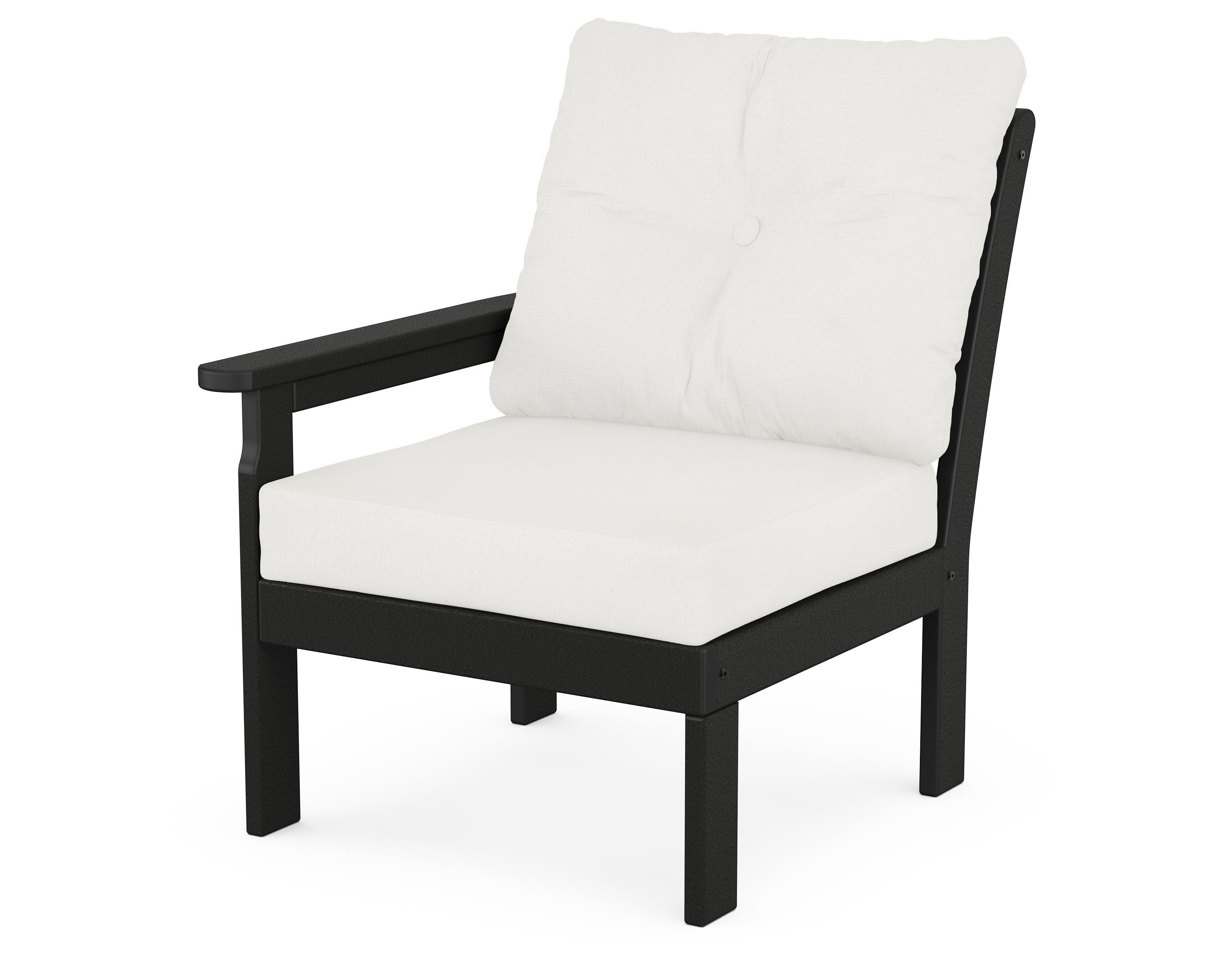 Vineyard Modular Left Arm Chair in Black / Natural Linen