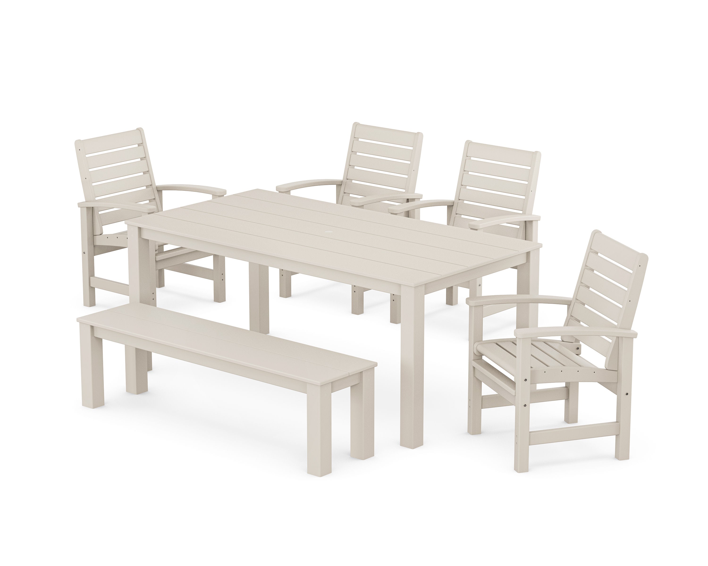 Signature 6-Piece Parsons Dining Set with Bench in Sand