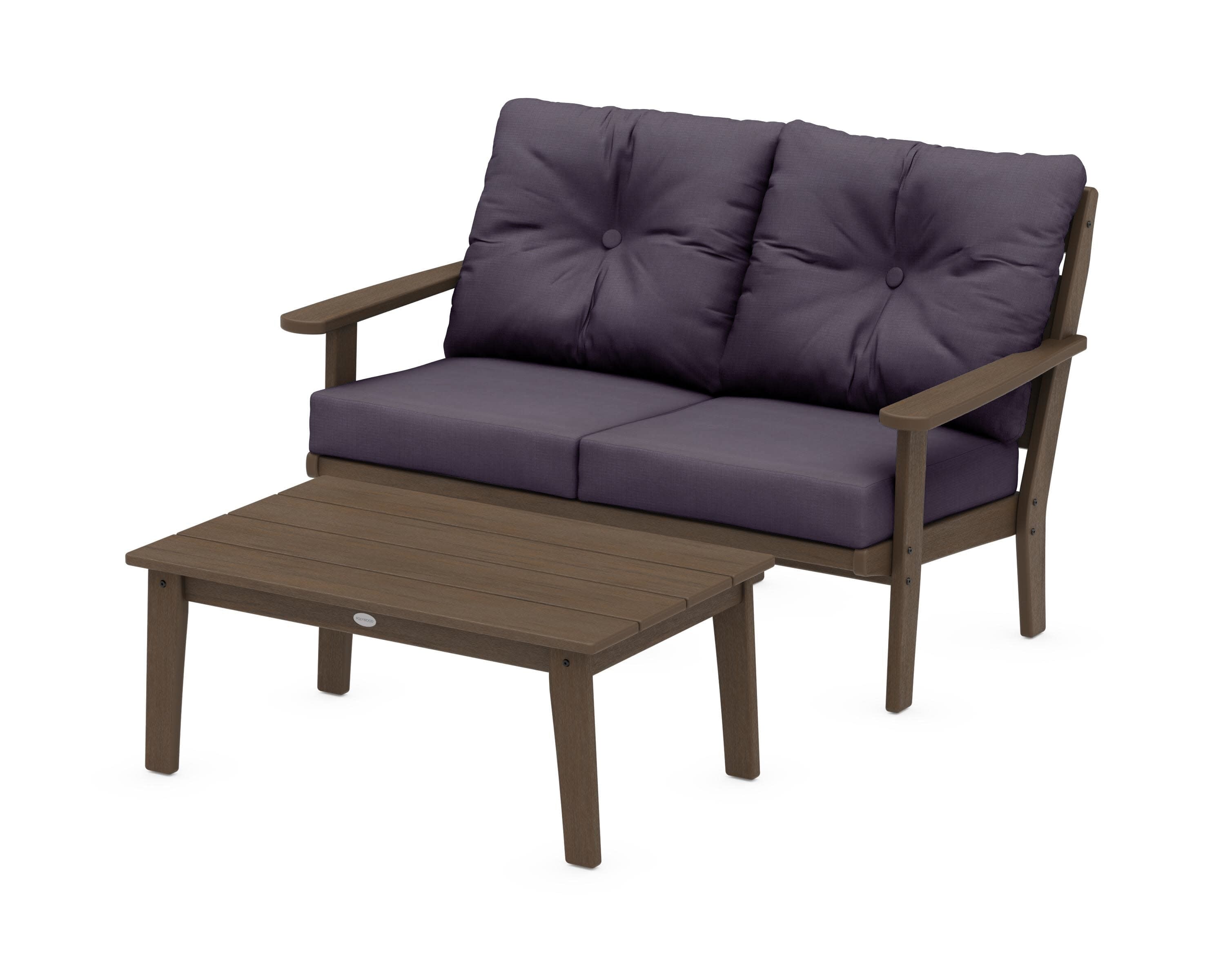 Lakeside 2-Piece Lounge Loveseat Set in Kona / Navy Linen