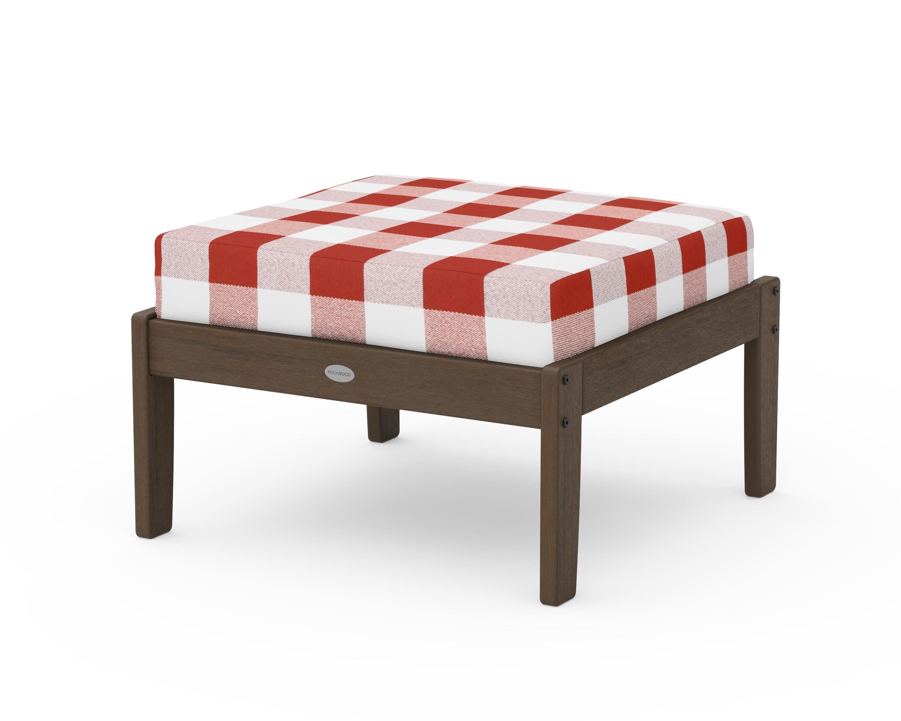 Braxton Deep Seating Ottoman in Kona / Buffalo Plaid Crimson