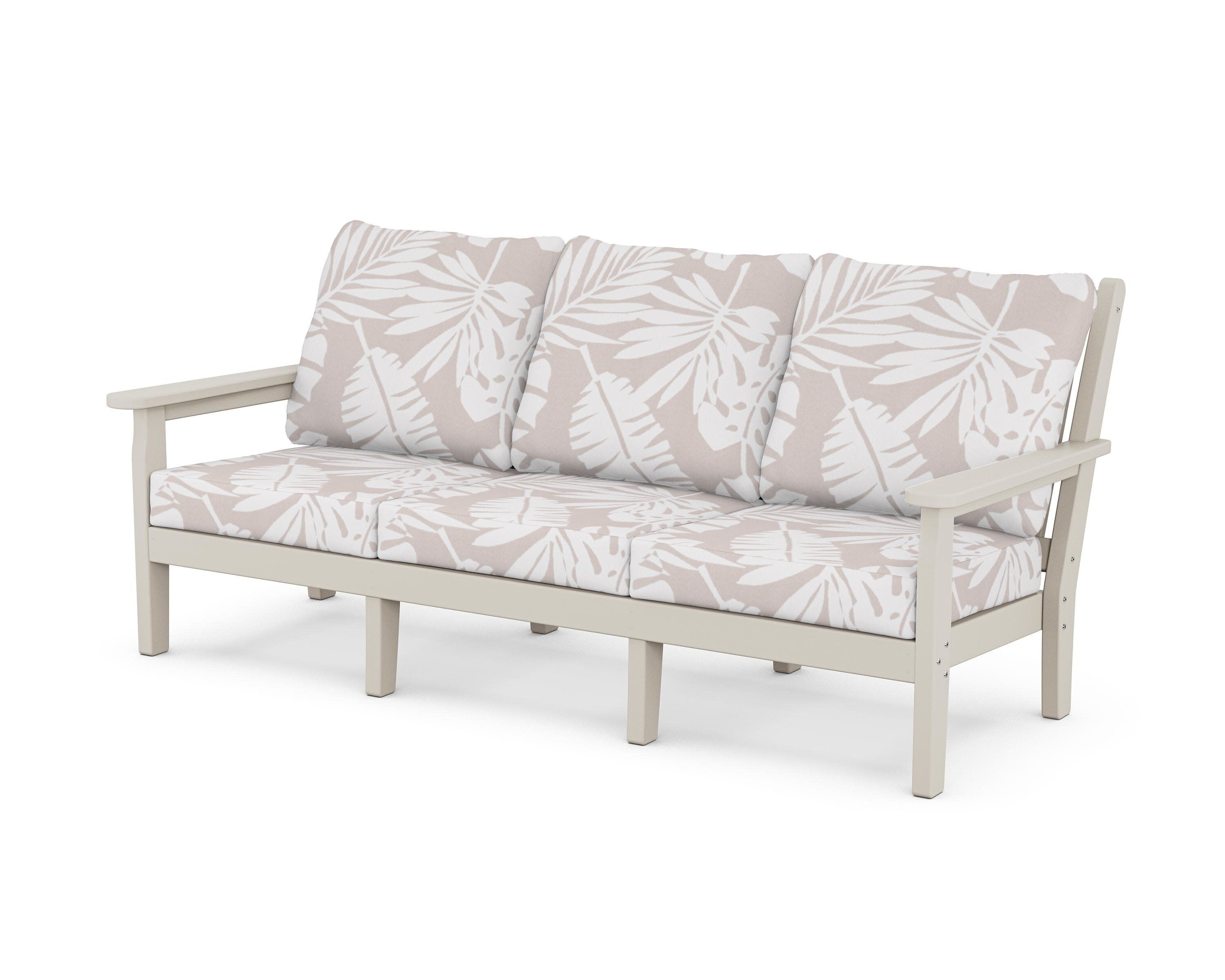 Chippendale Deep Seating Sofa in Sand / Leaf Dune Burlap