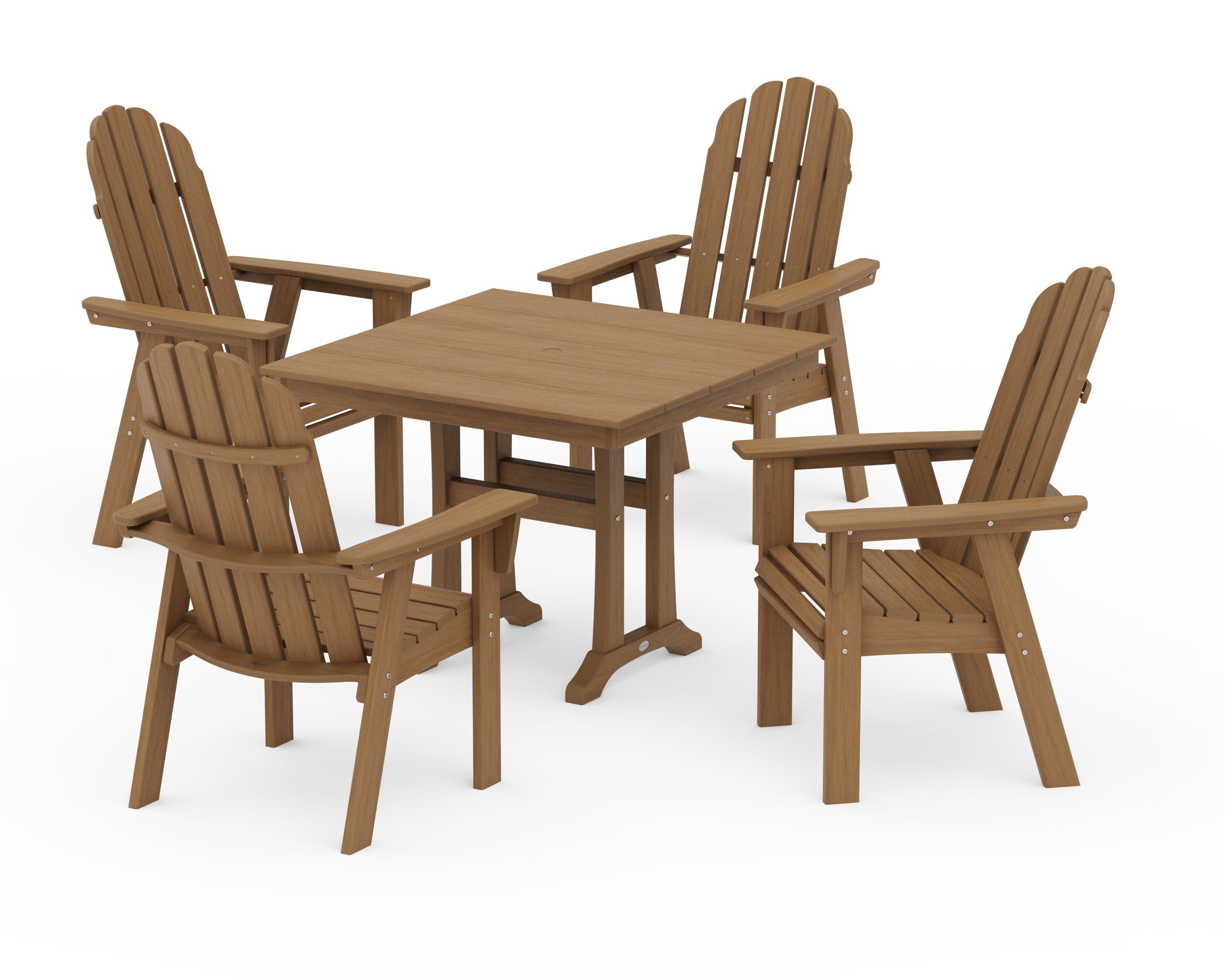 Vineyard Adirondack 5-Piece Farmhouse Dining Set With Trestle Legs in Natural