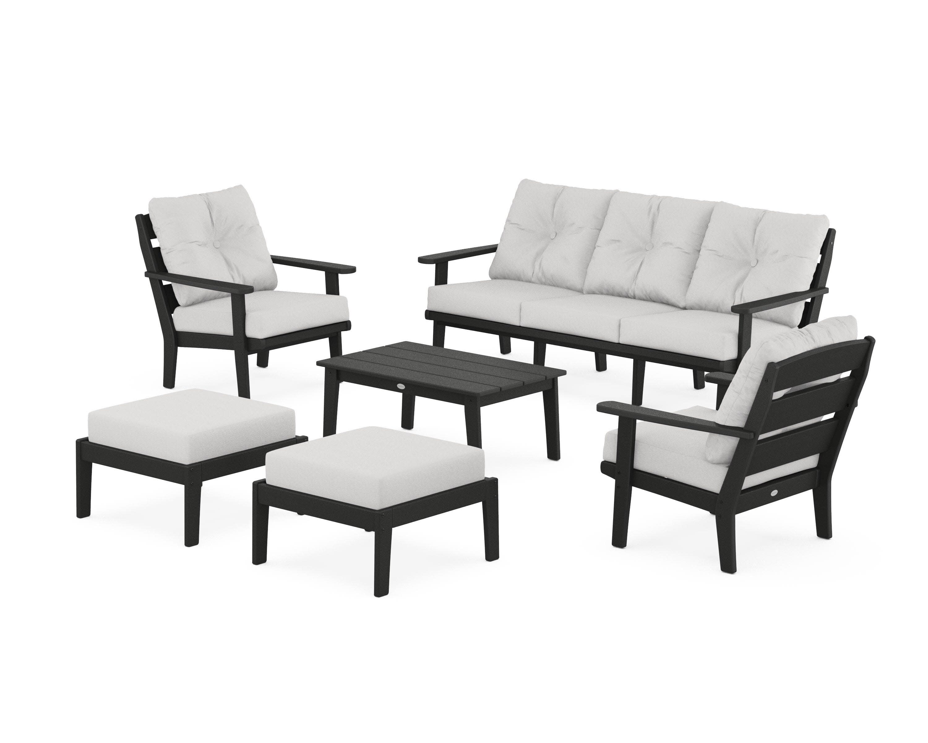 Lakeside 6-Piece Lounge Sofa Set in Black / Diamond in the Rough