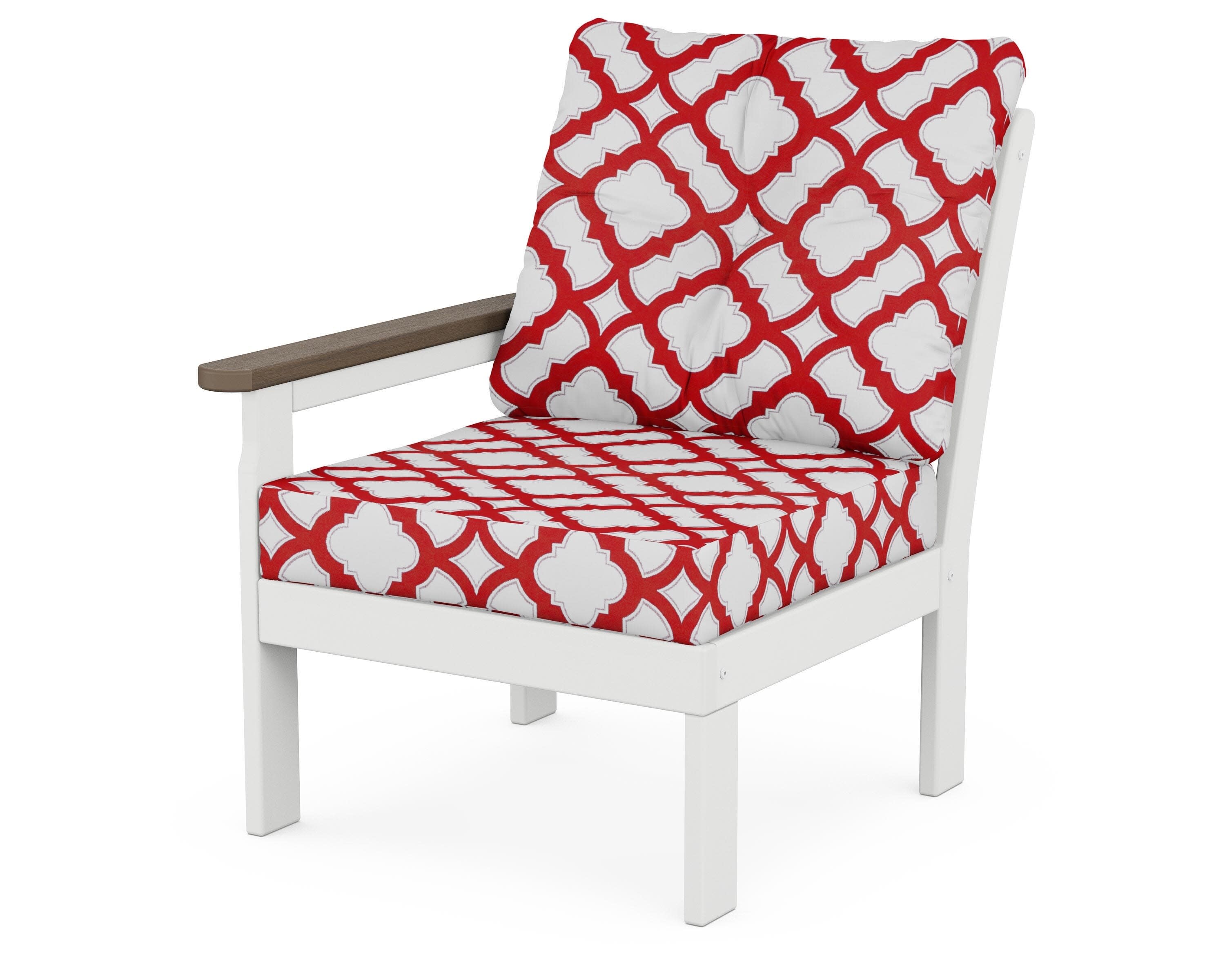 Vineyard Modular Left Arm Chair in White / Kona / Trellis Crimson